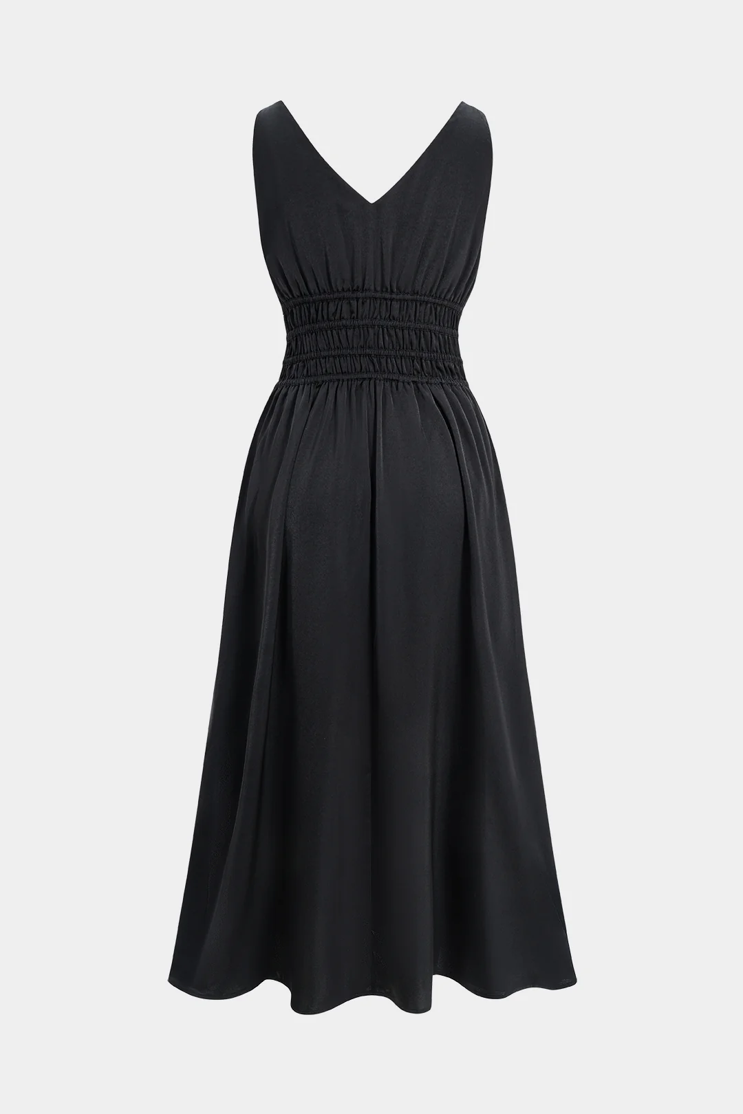 Satin Shirred Sleeveless Midi Dress - Image 2