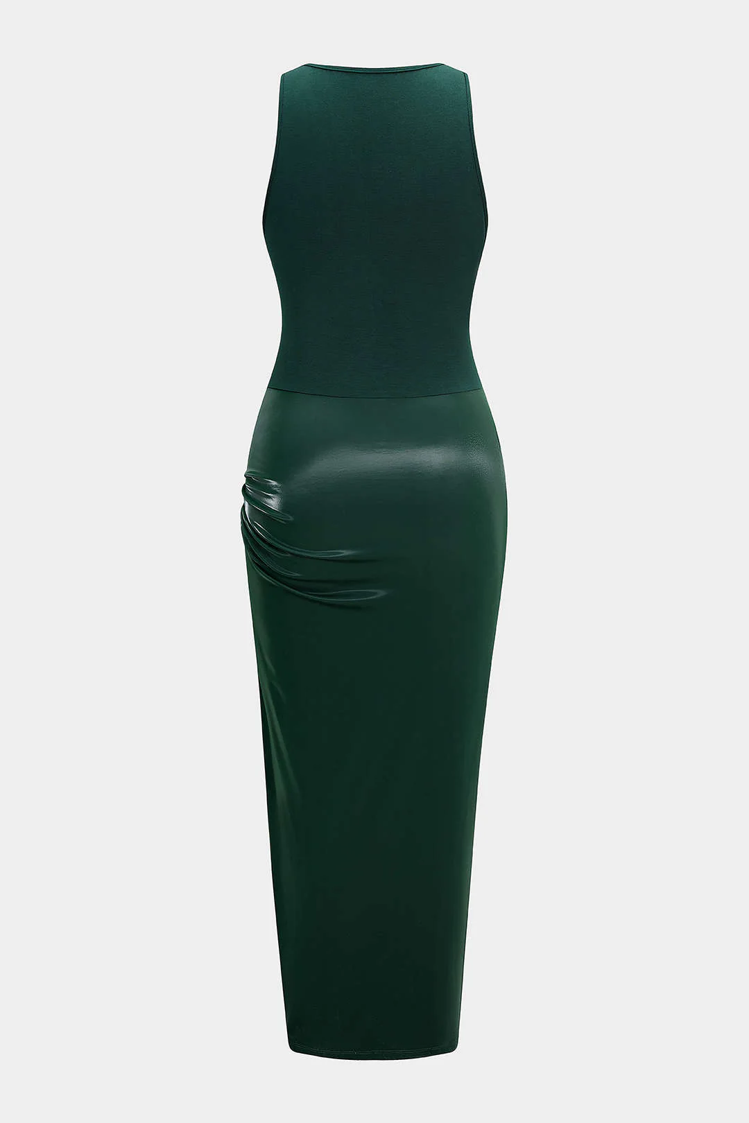 Metallic Chain Ruched Sleeveless Midi Dress - Image 2