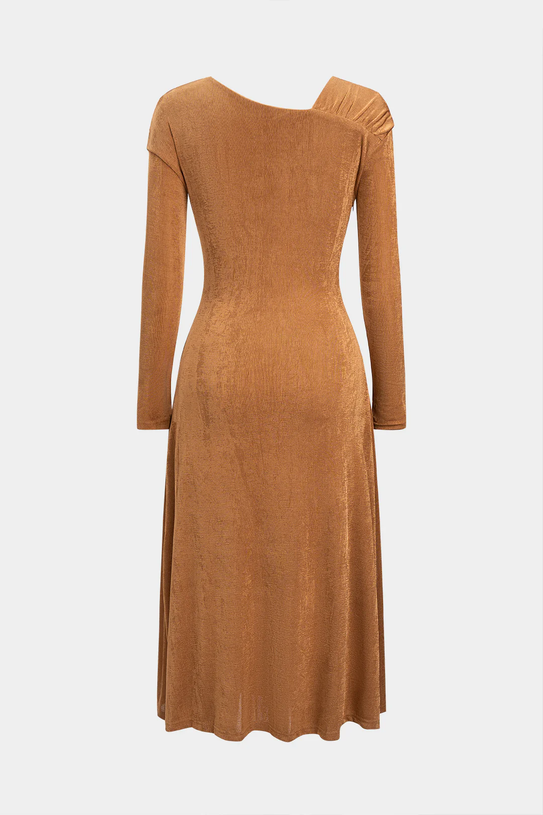 Ruched Asymmetrical Long Sleeve Maxi Dress - Image 2