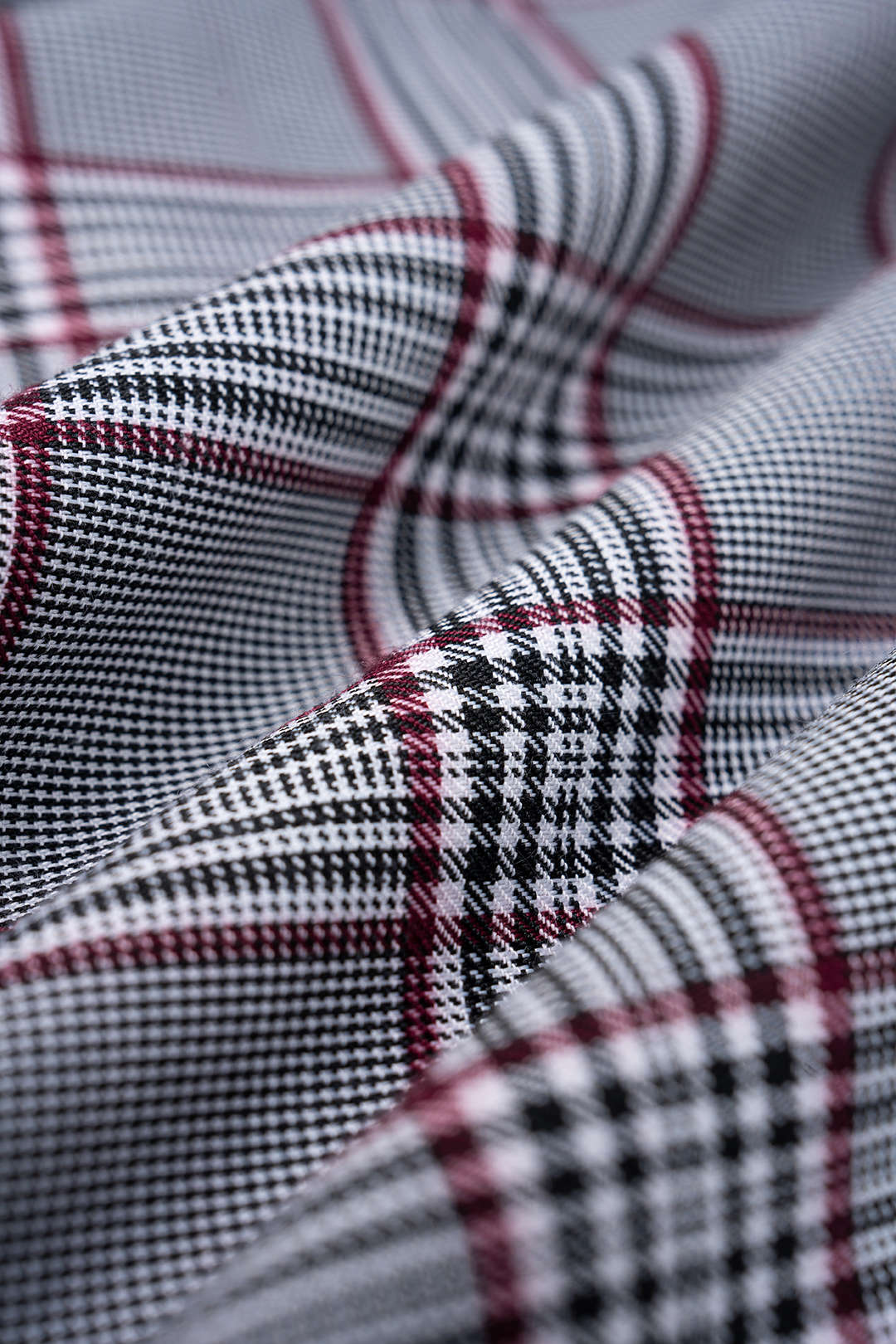 Plaid Print V-Neck Asymmetrical Ruched Long Sleeve Midi Dress - Image 4