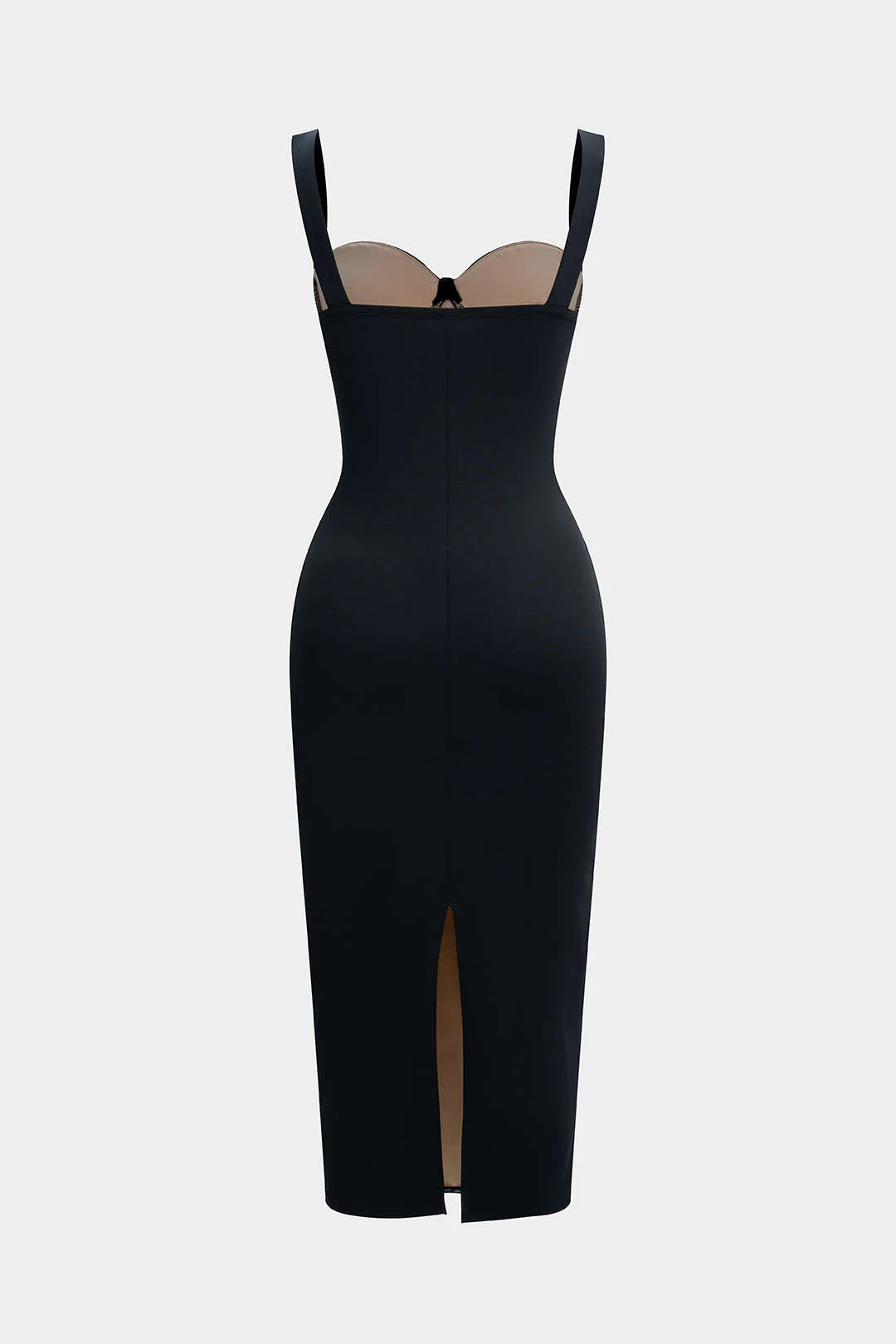Sheer Mesh Ruched Bustier Slip Sleeveless Midi Dress - Image 2