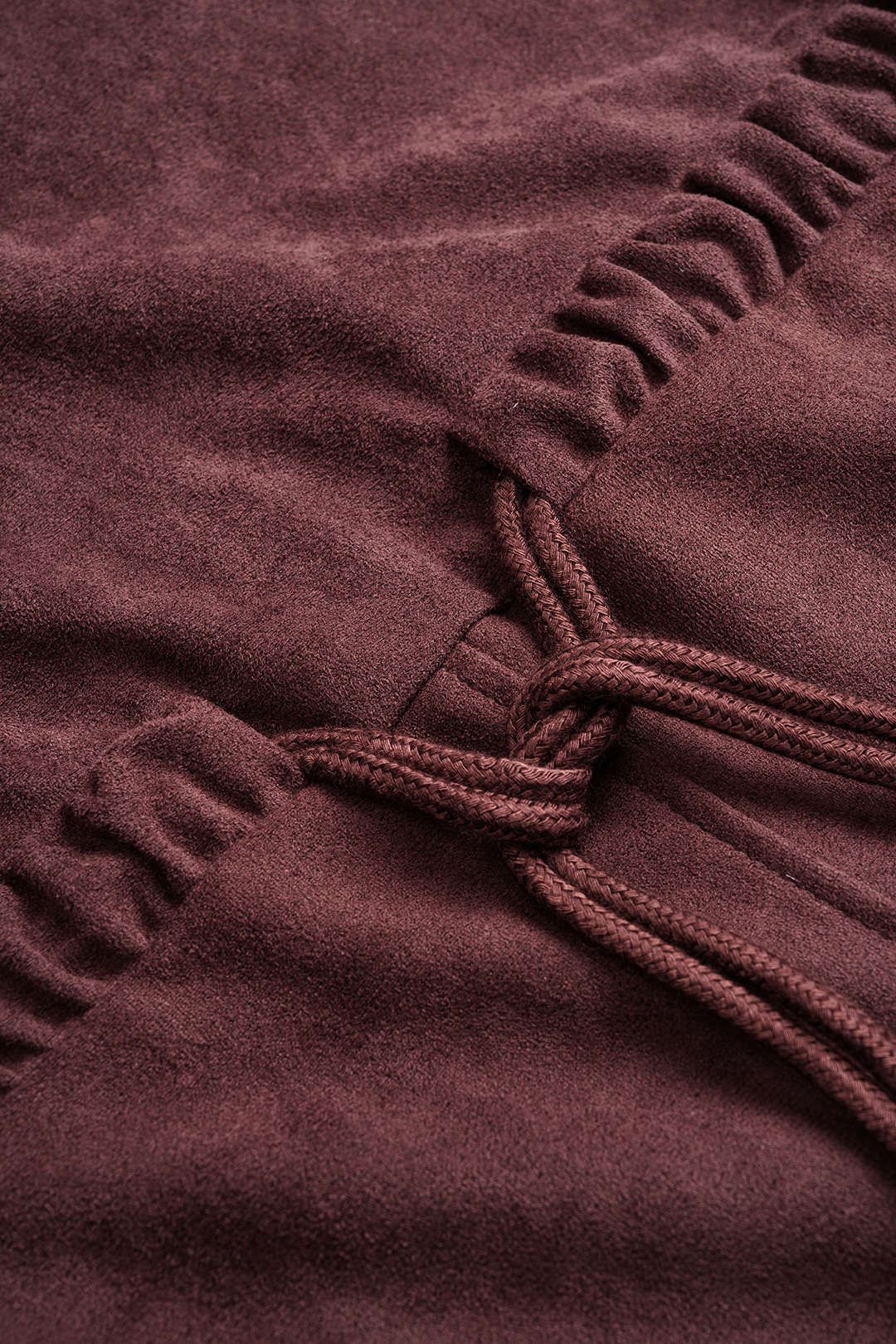 Suede Drawstring Zipper Long Sleeve Midi Dress - Image 3