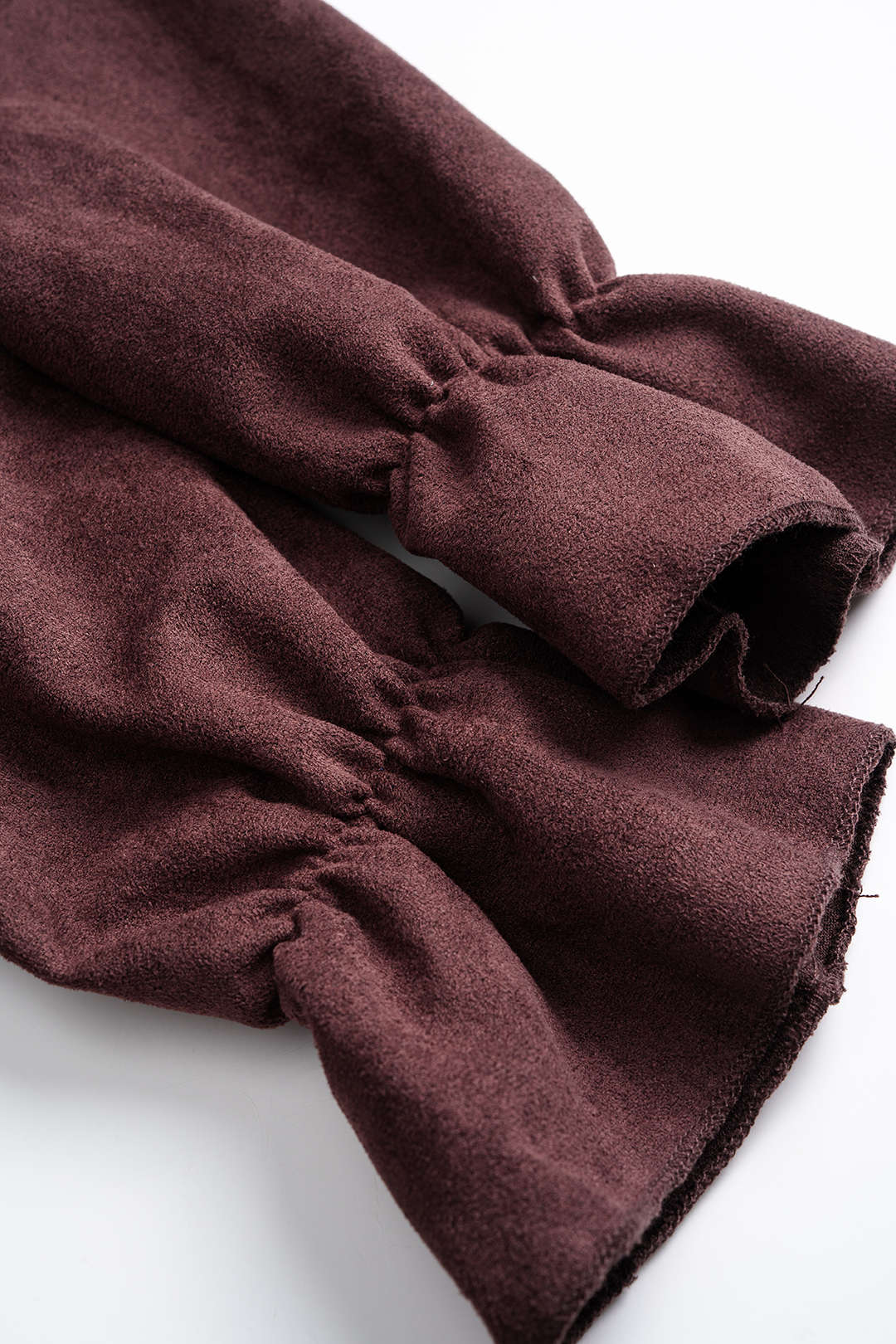 Suede Drawstring Zipper Long Sleeve Midi Dress - Image 4