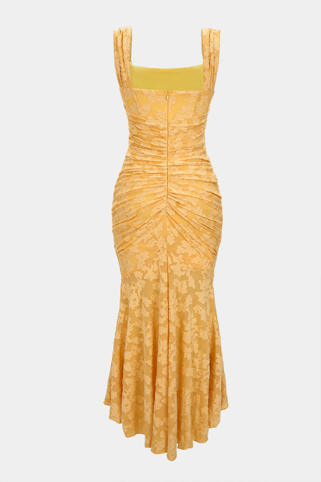 Jacquard Ruched Asymmetrical Slip Sleeveless Midi Dress - Image 2