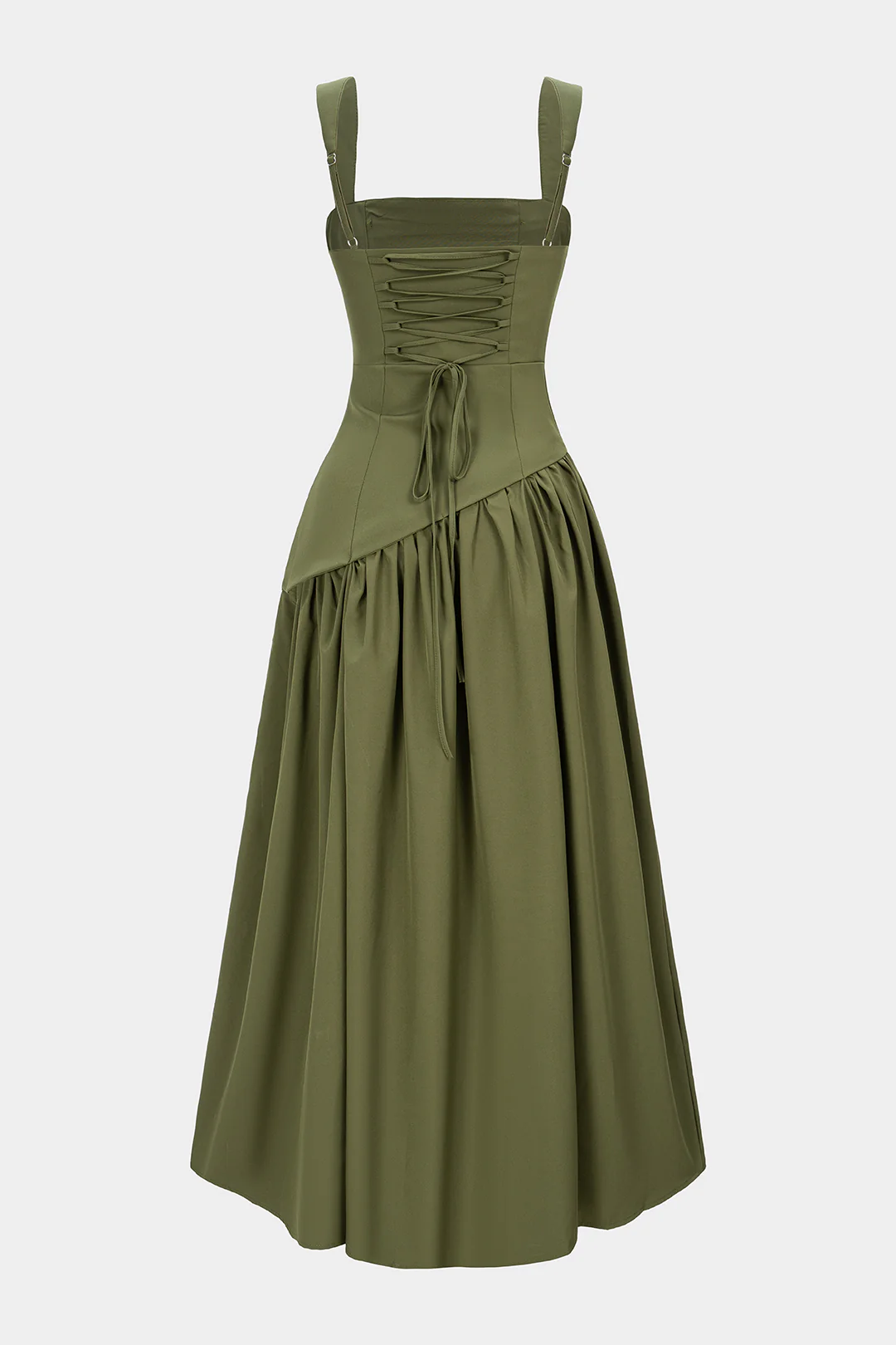 Asymmetrical Ruched Sleeveless Midi Dress With Scarf - Image 3