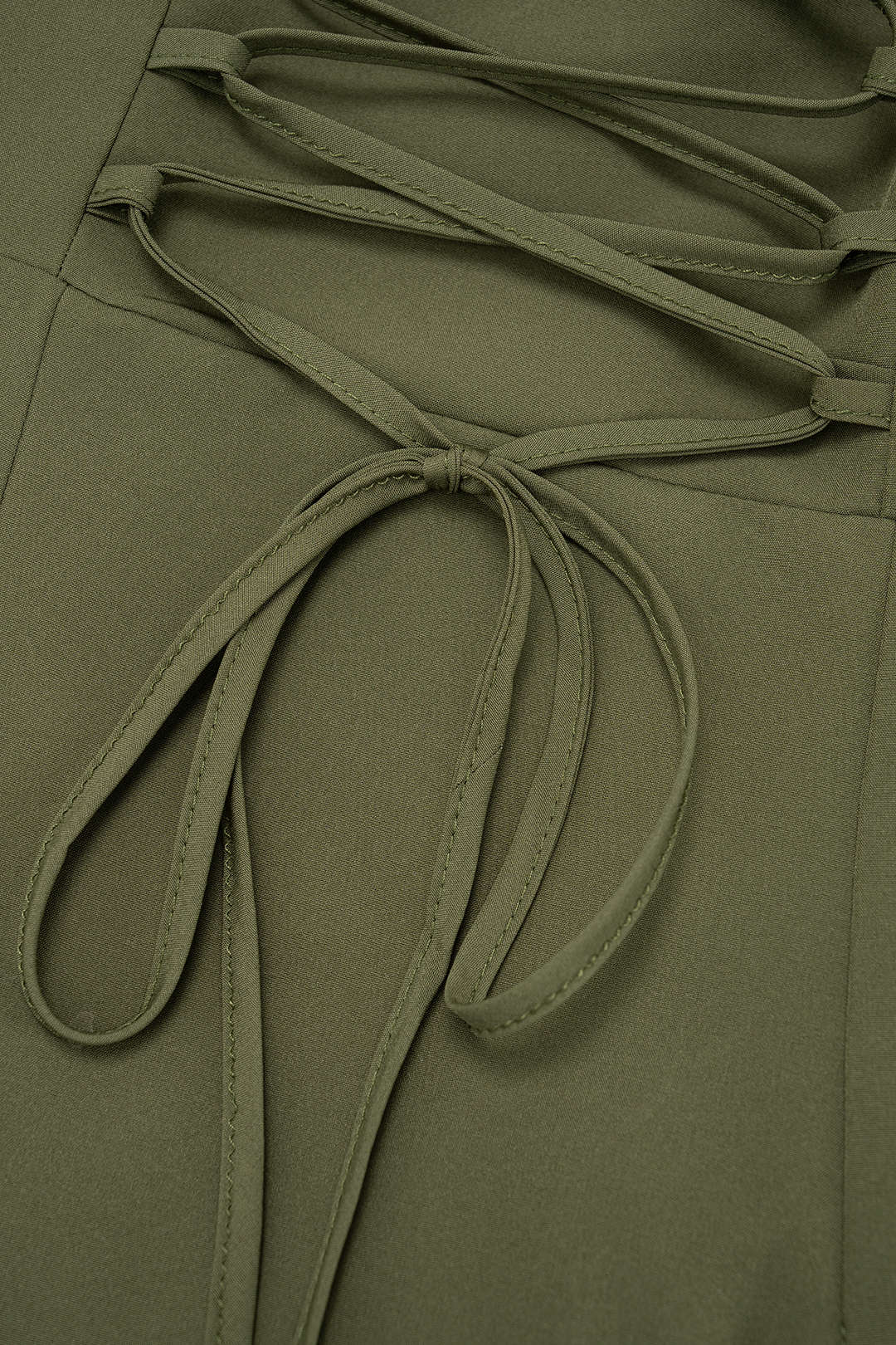 Asymmetrical Ruched Sleeveless Midi Dress With Scarf - Image 5