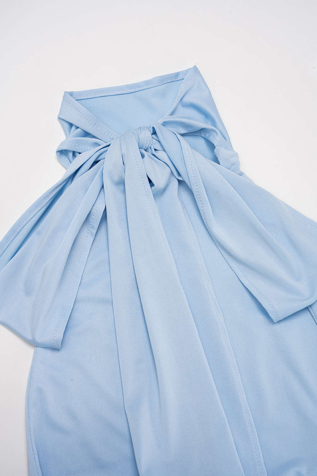 Halter Neck Pleated Fringe Backless Tie Back Sleeveless Midi Dress - Image 4
