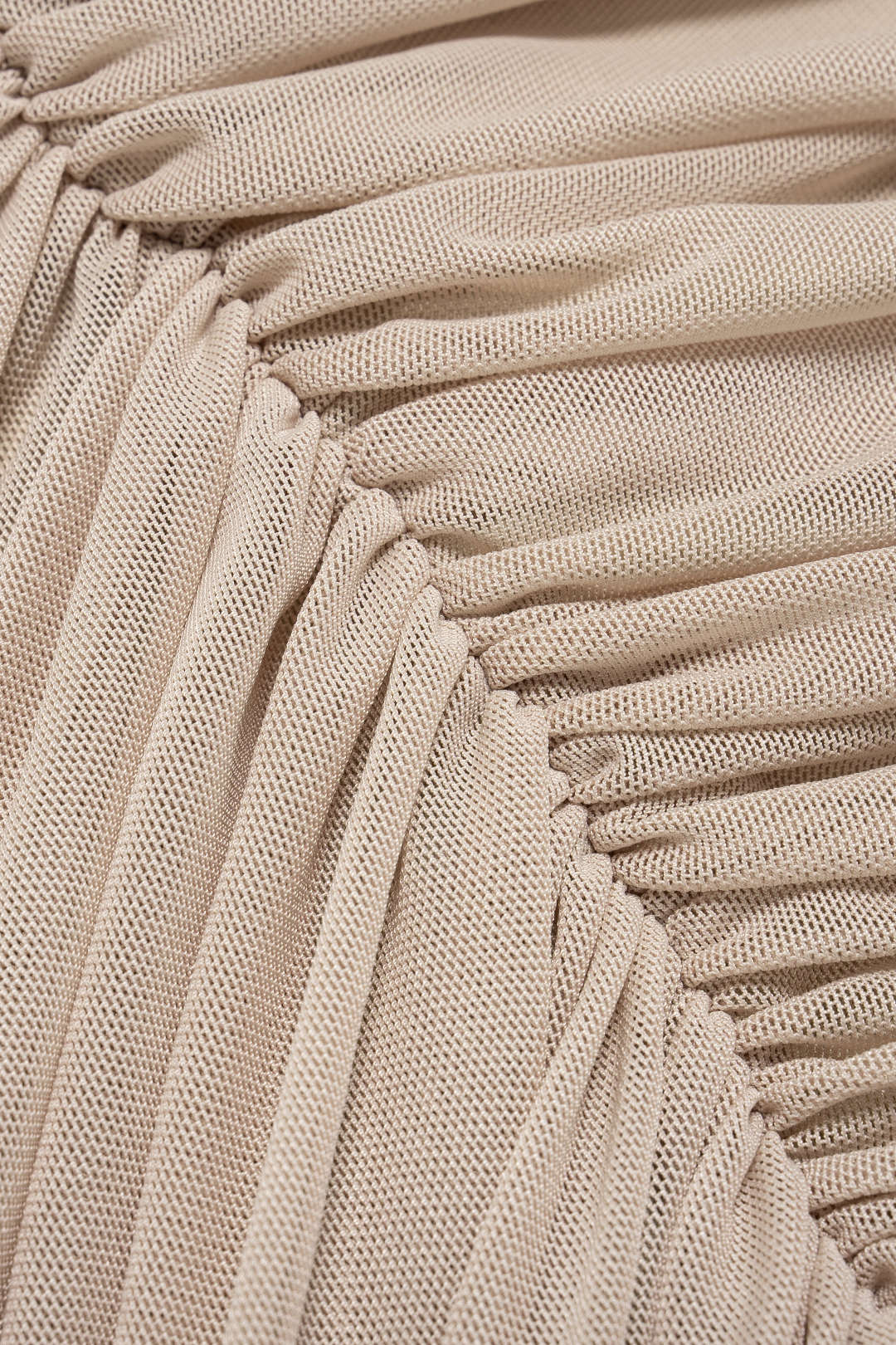 Mesh Patchwork Asymmetrical Ruched Backless Ruched Sleeveless Mini Dress With Scarf - Image 3