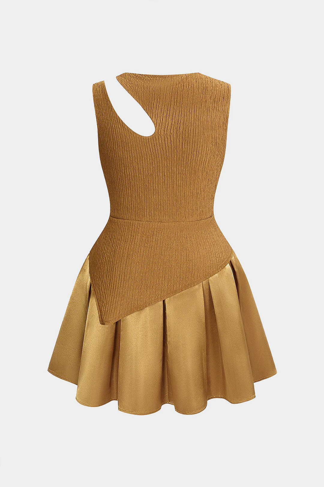 Plus Size Round Neck Asymmetrical Cut Out Sleeveless Mini Dress - Image 2
