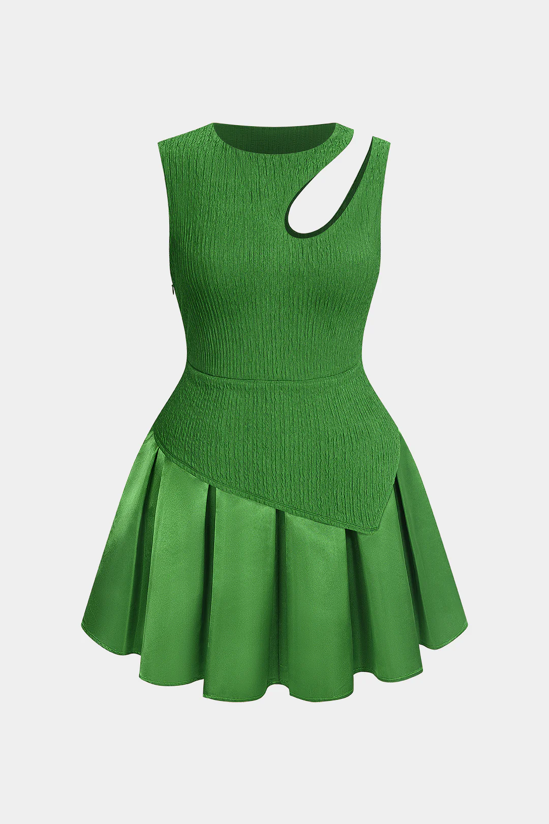 Plus Size Round Neck Asymmetrical Cut Out Sleeveless Mini Dress - Image 6