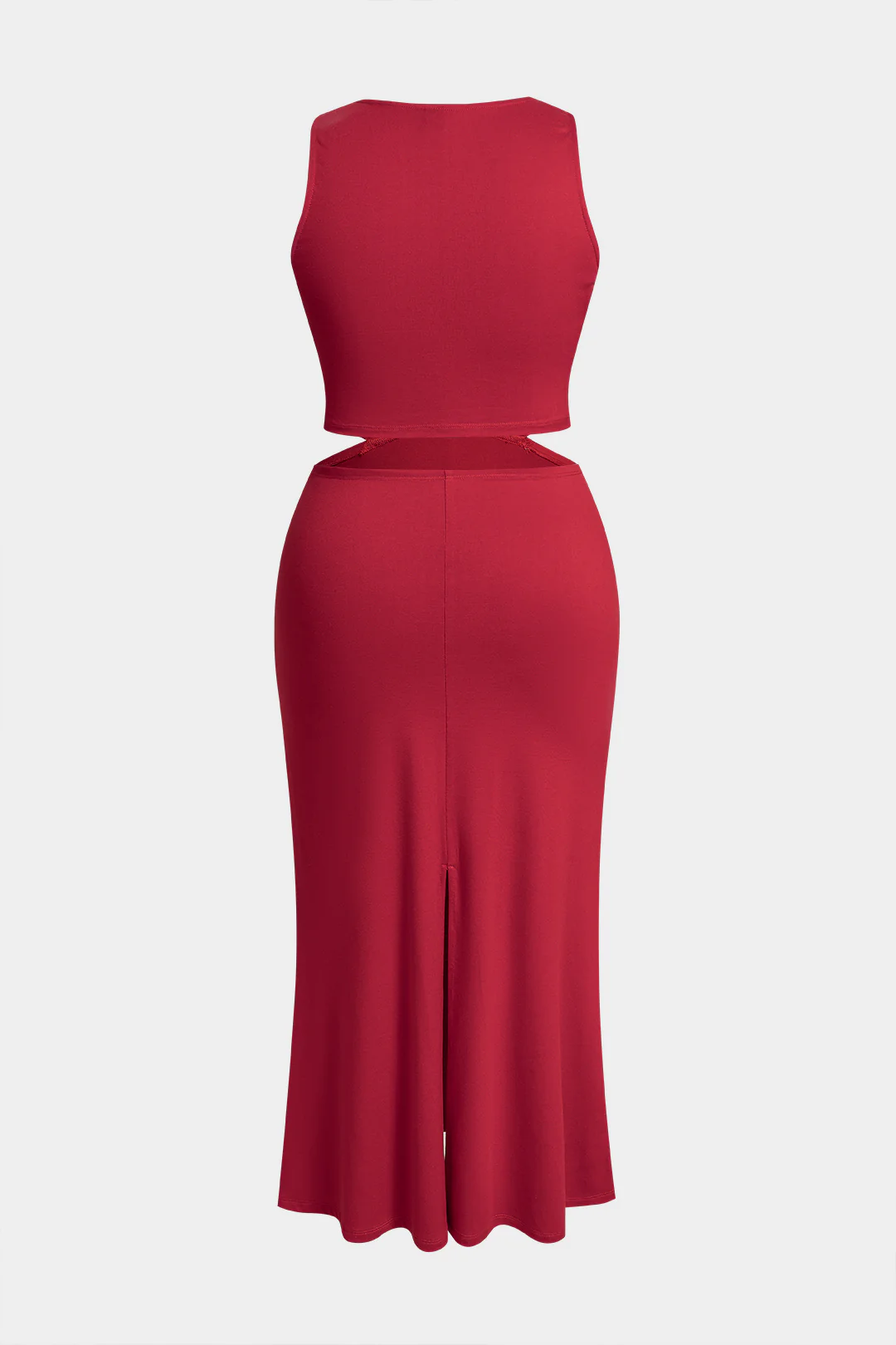 Plus Size Metallic V-Neck Twist Knot Cut Out Sleeveless Maxi Dress - Image 2