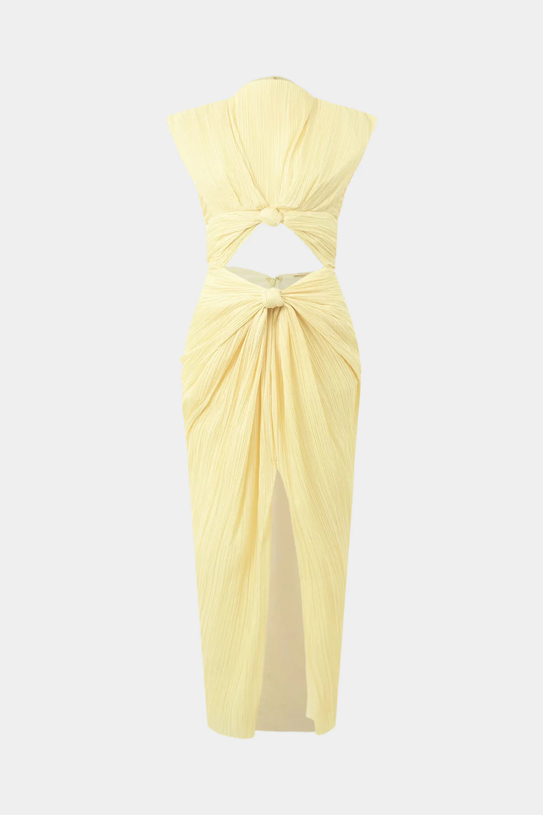 Cut Out Knotted Backless Slit Sleeveless Midi Dress