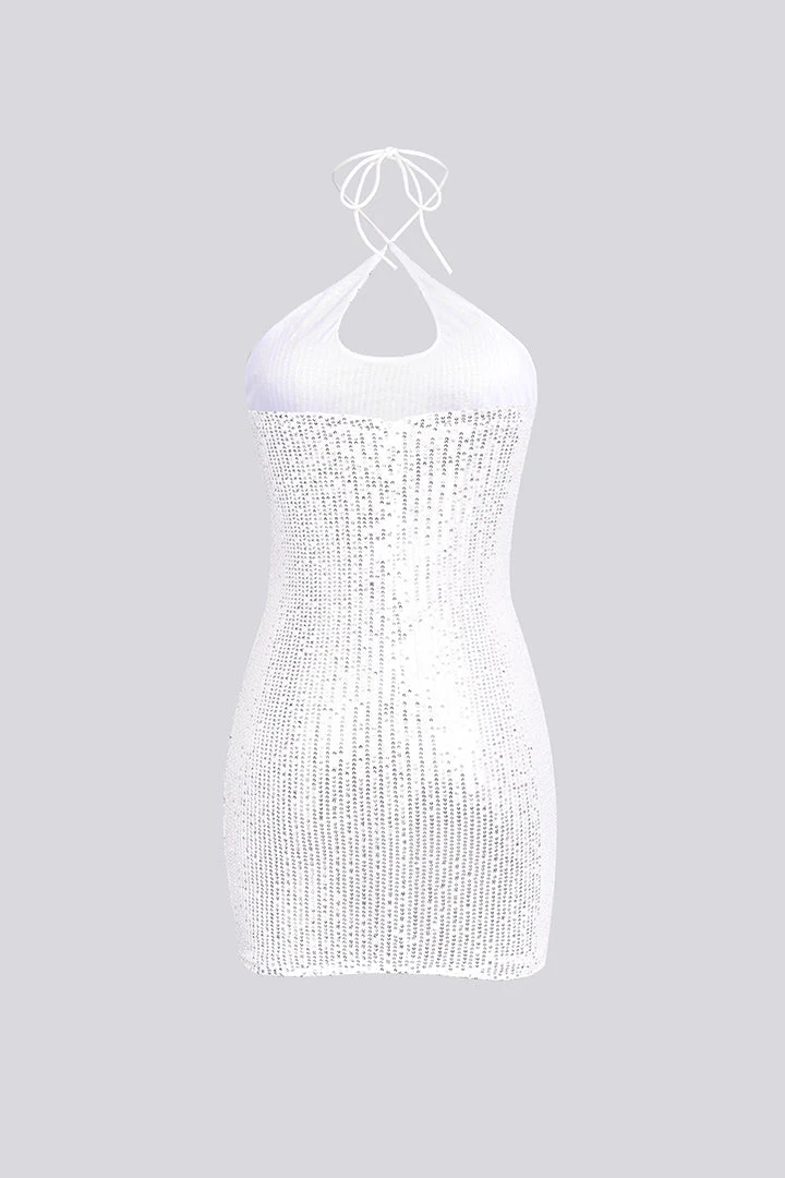 Sequins Crossover Neck Mini Dress - Image 3