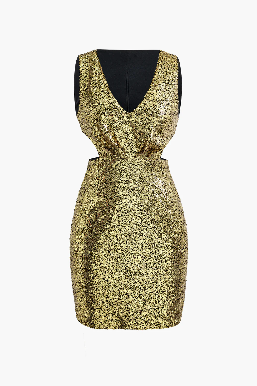 Sequin V-neck Sleeveless Cut Out Mini Dress - Image 3