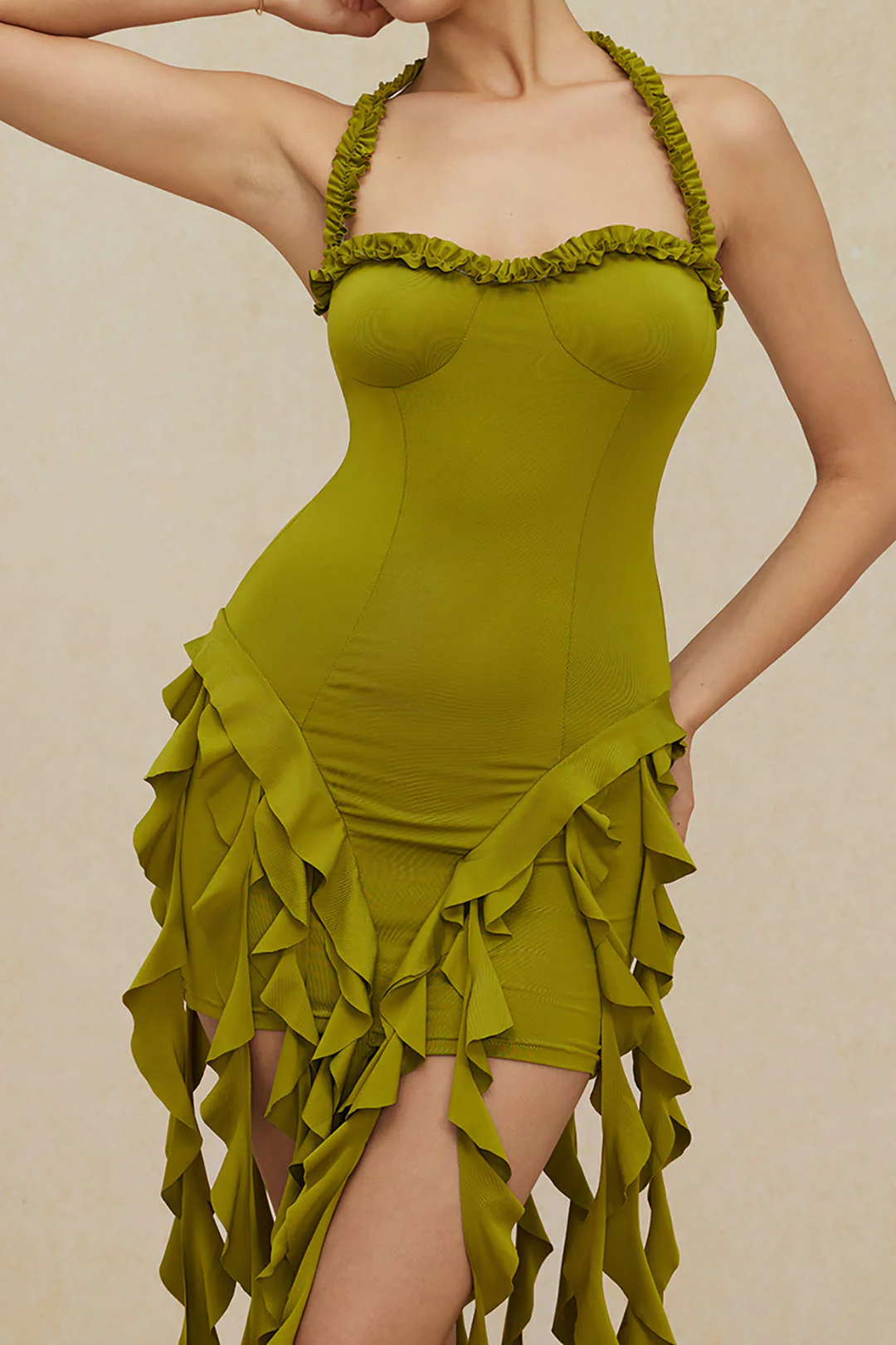 Ruffle Tassel Halter Bustier Mini Dress - Image 15