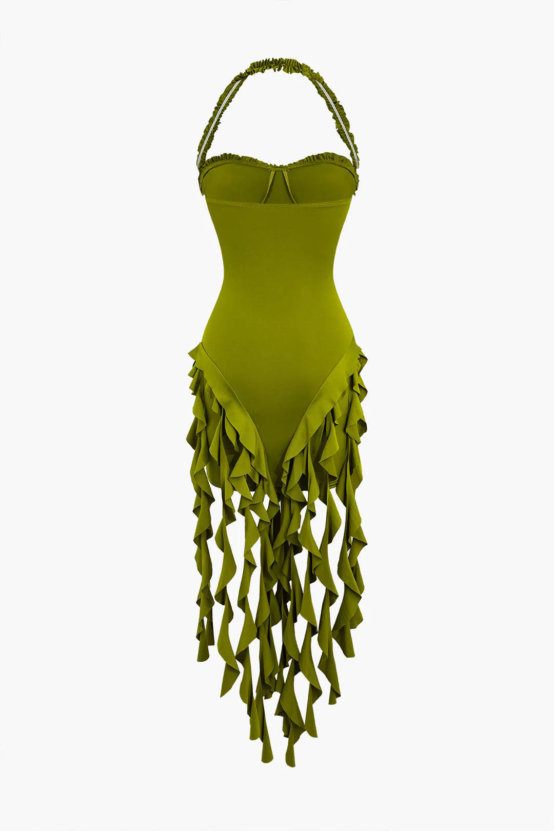 Ruffle Tassel Halter Bustier Mini Dress - Image 2