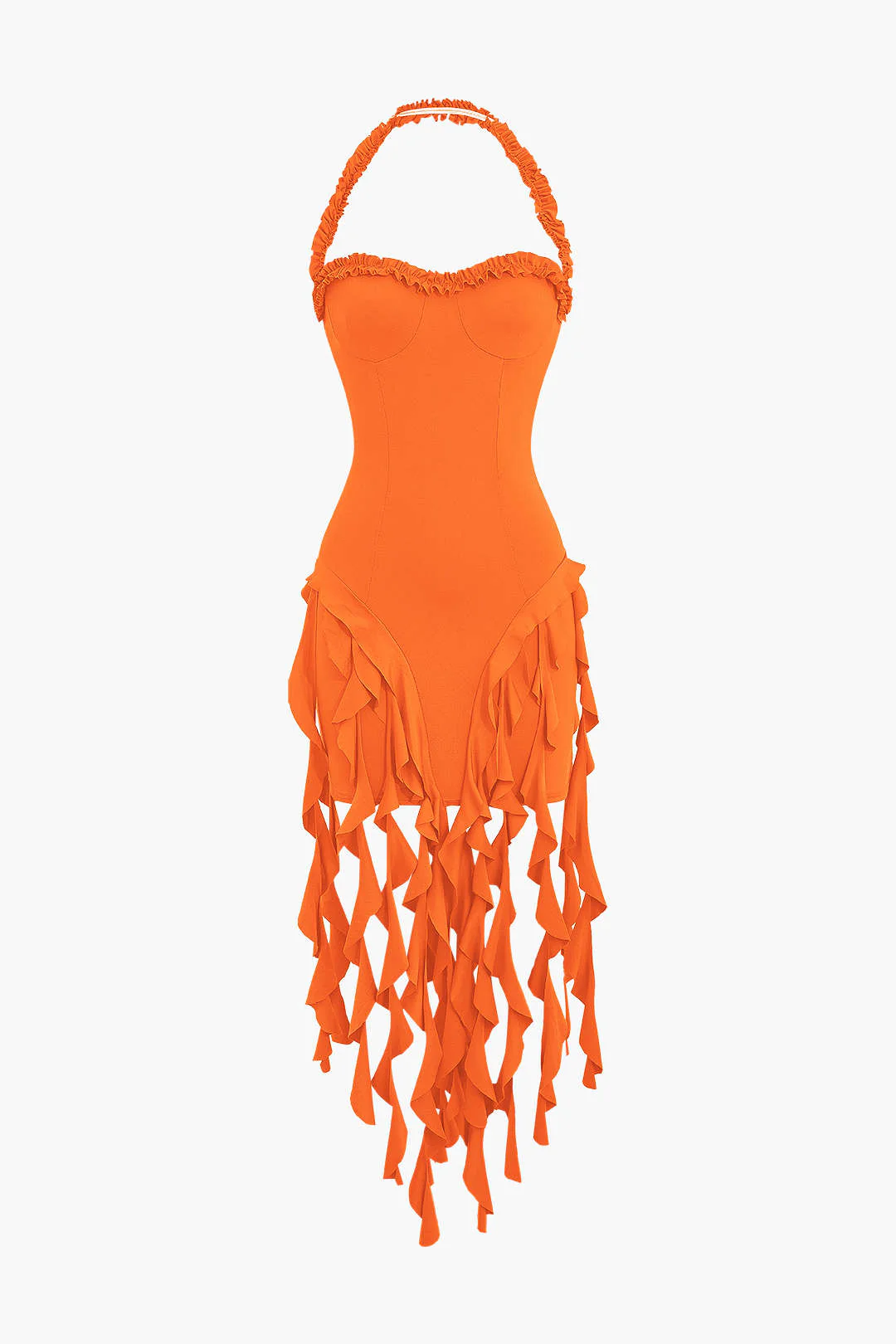 Ruffle Tassel Halter Bustier Mini Dress - Image 5