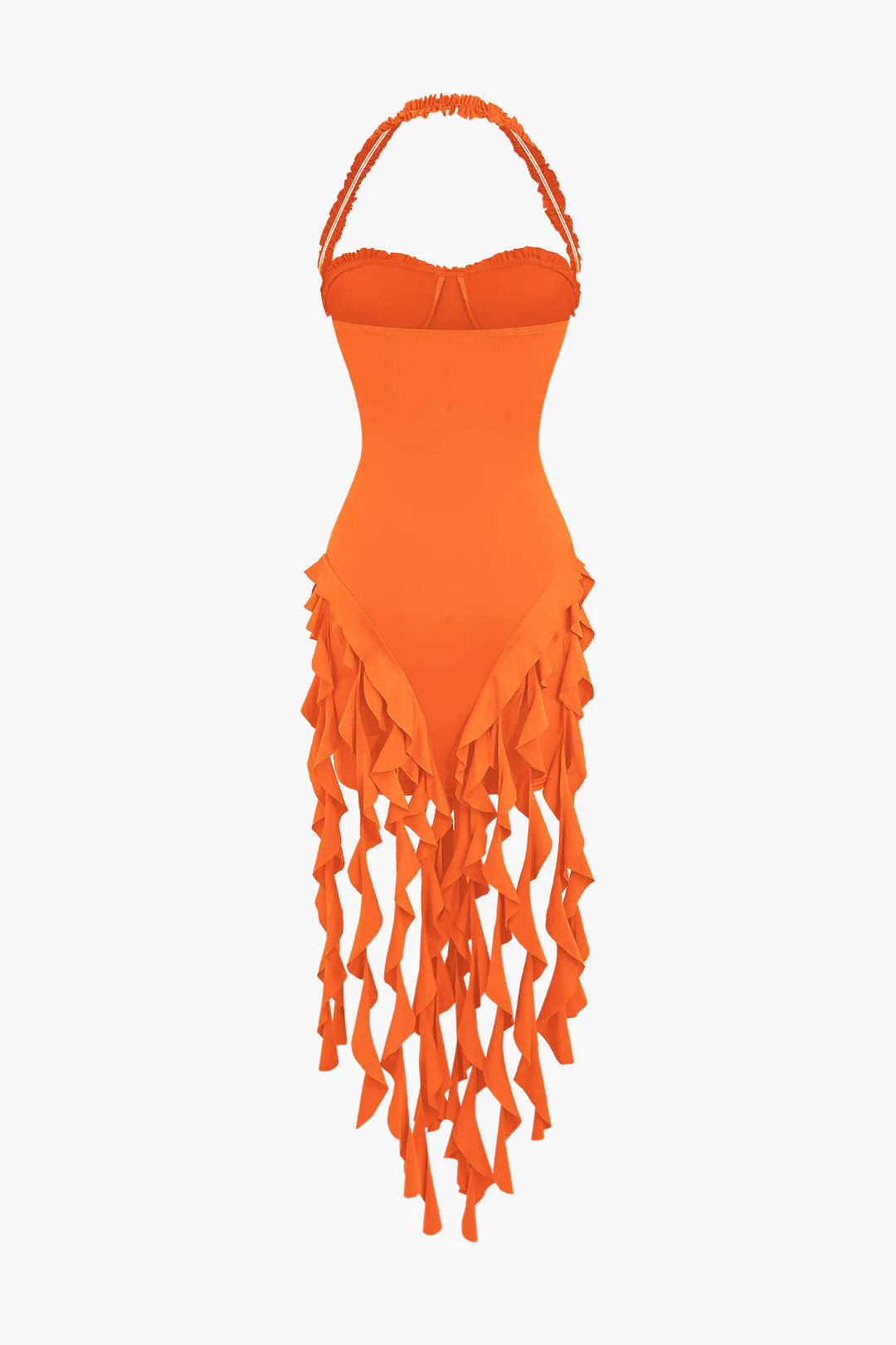 Ruffle Tassel Halter Bustier Mini Dress - Image 6