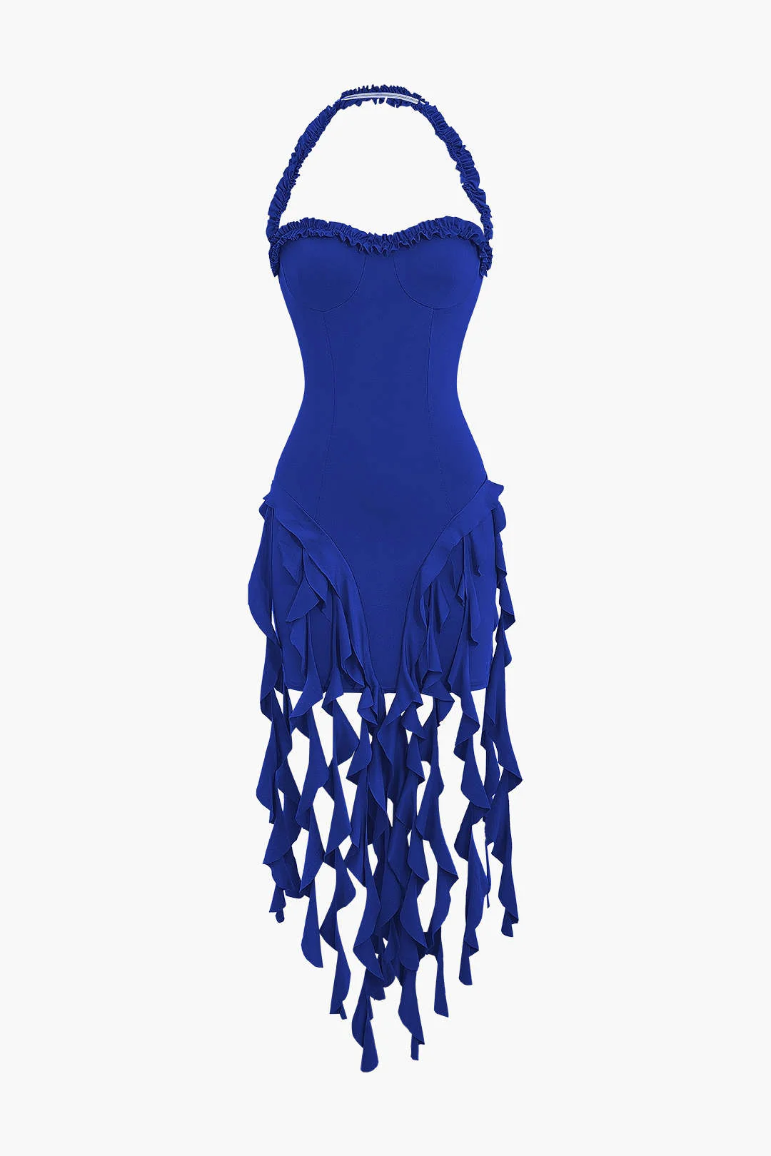 Ruffle Tassel Halter Bustier Mini Dress - Image 7