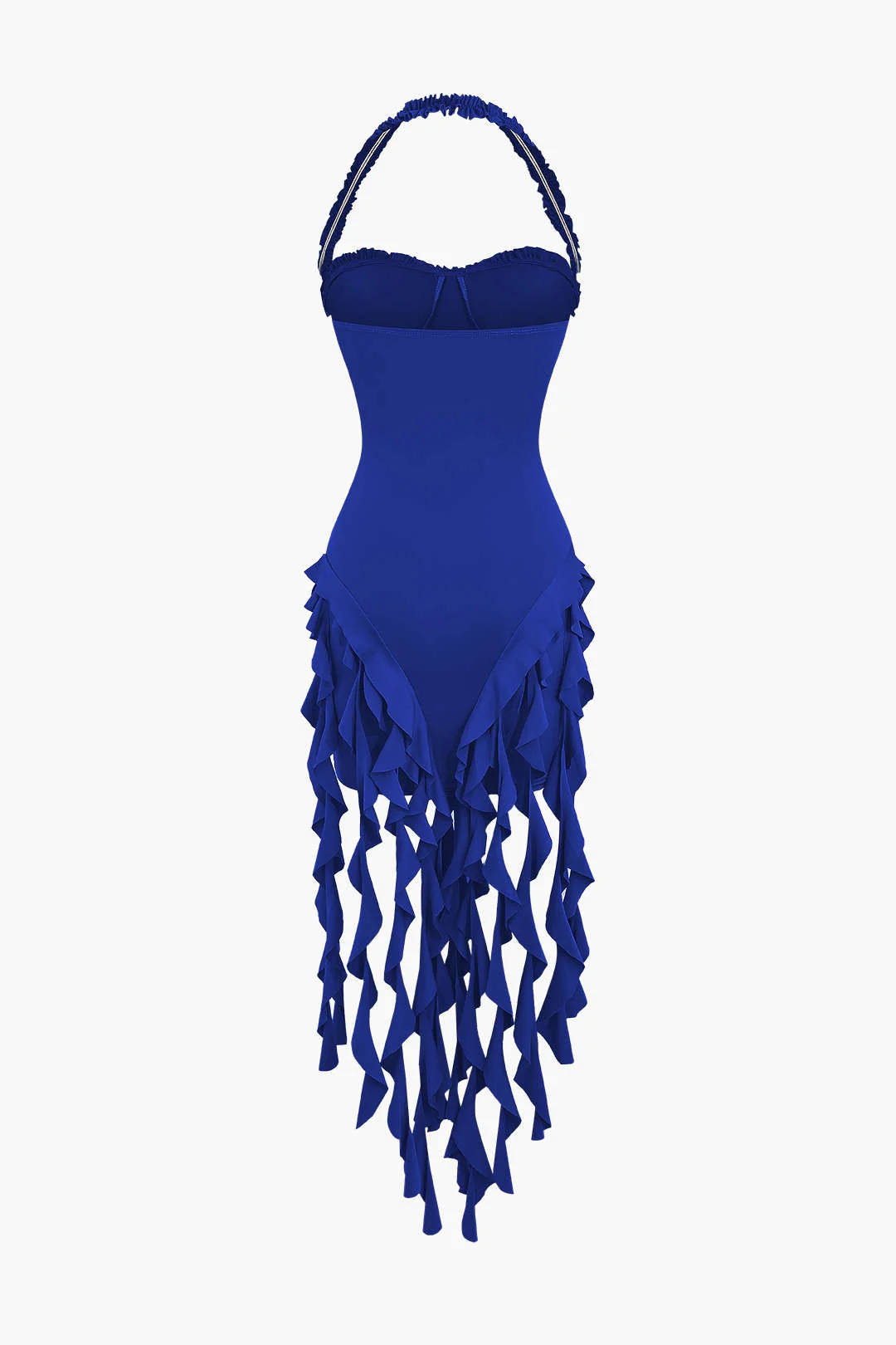 Ruffle Tassel Halter Bustier Mini Dress - Image 8