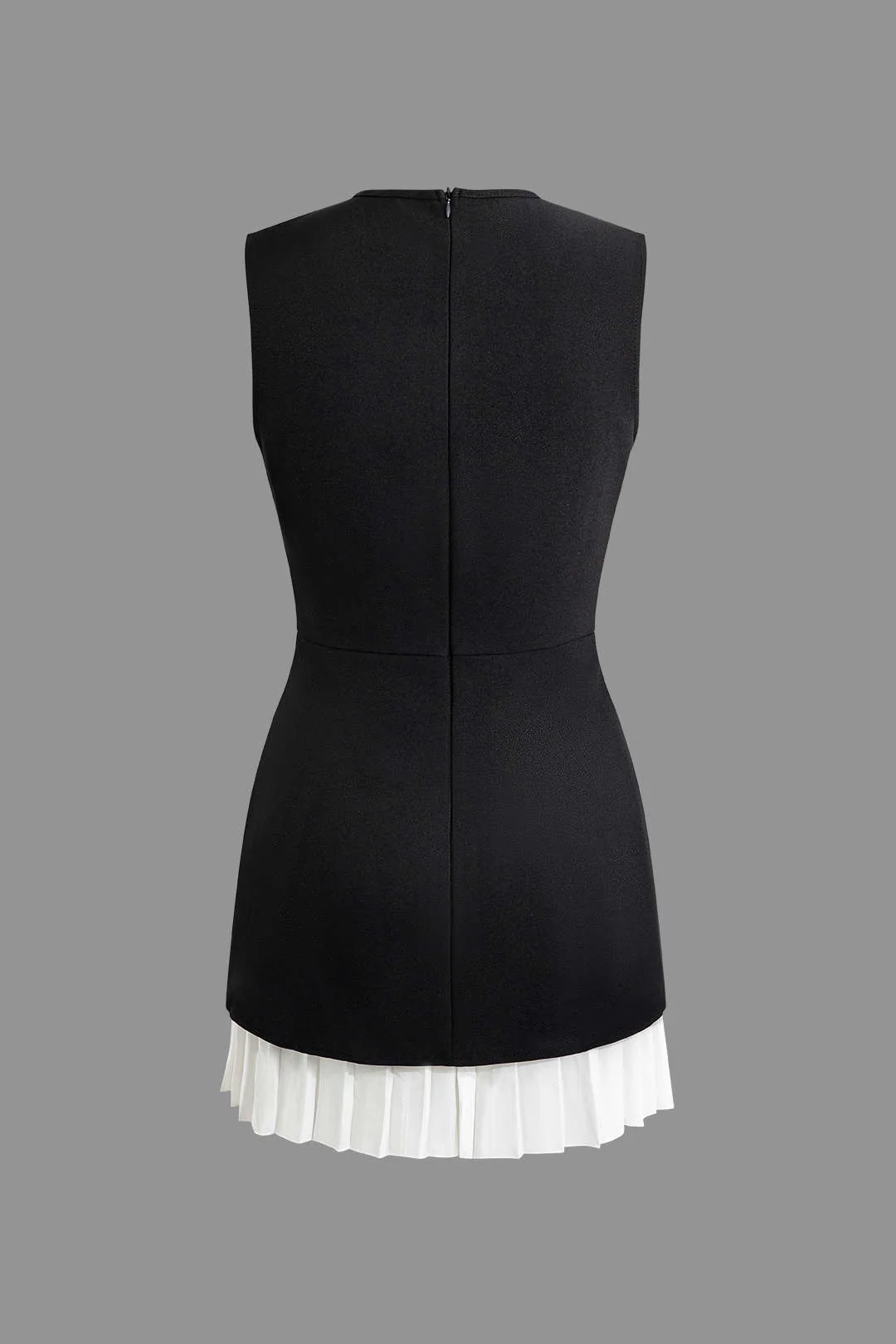 Patchwork Pleated Hem Tank Mini Dress - Image 3