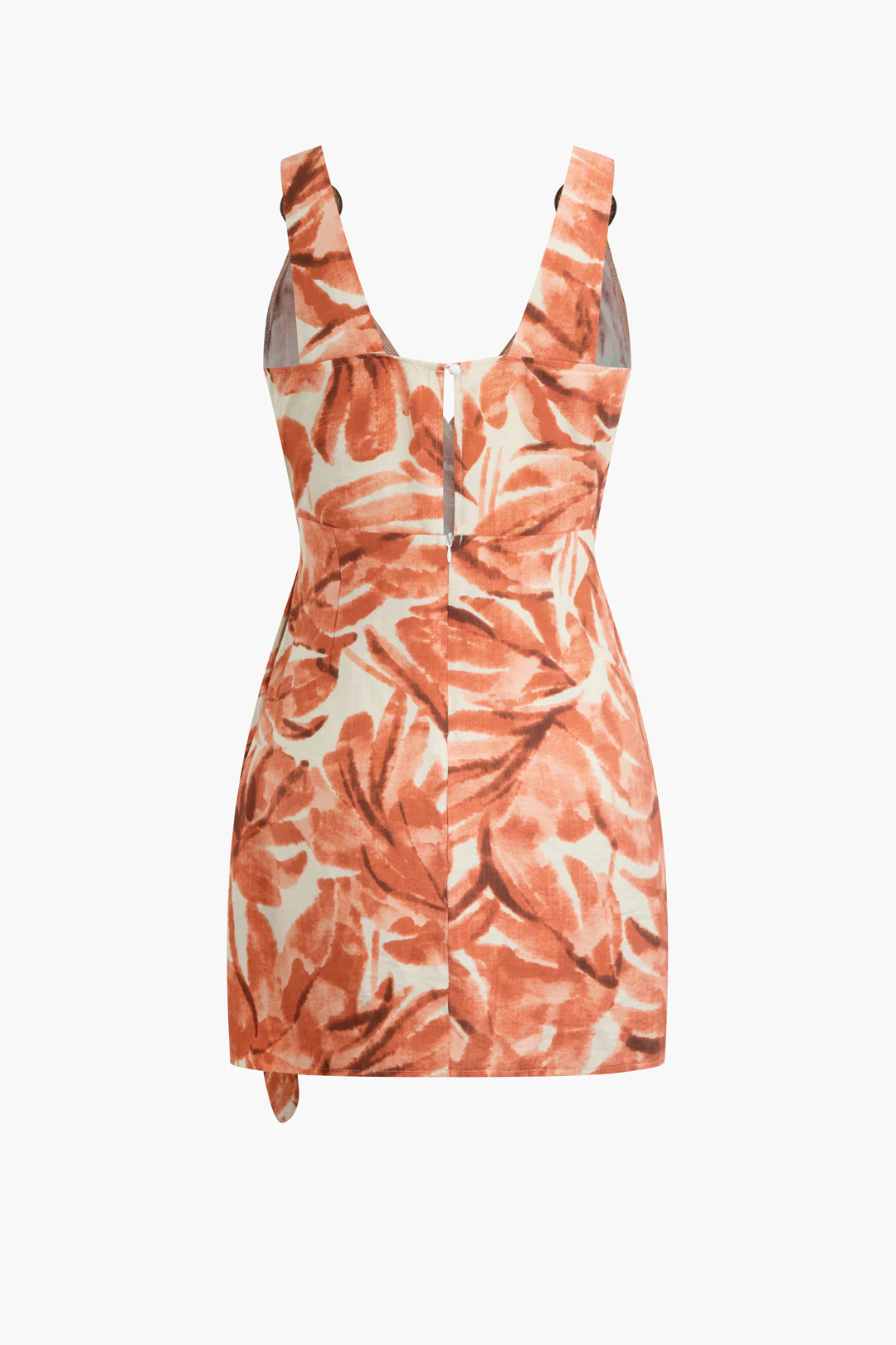 Abstract Print Knot V-Neck Mini Dress - Image 3