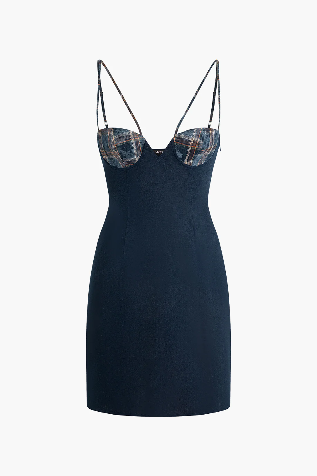 Plaid Detail Bustier Slip Mini Dress - Image 2