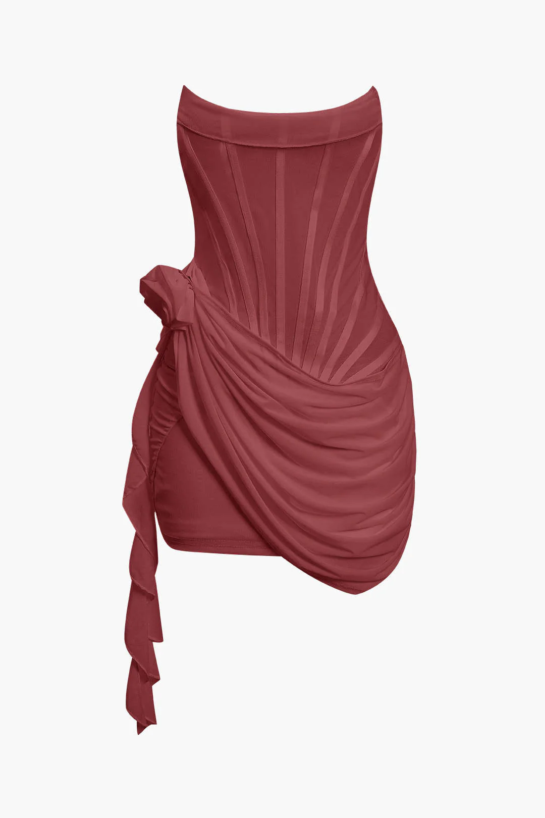 3D Floral Ruffle Corset Mini Dress - Image 9