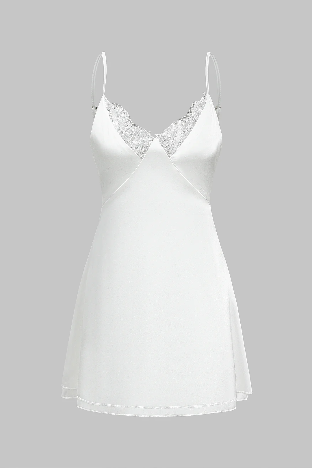 Solid Satin V-Neck Backless Sleeveless Mini Dress - Image 2