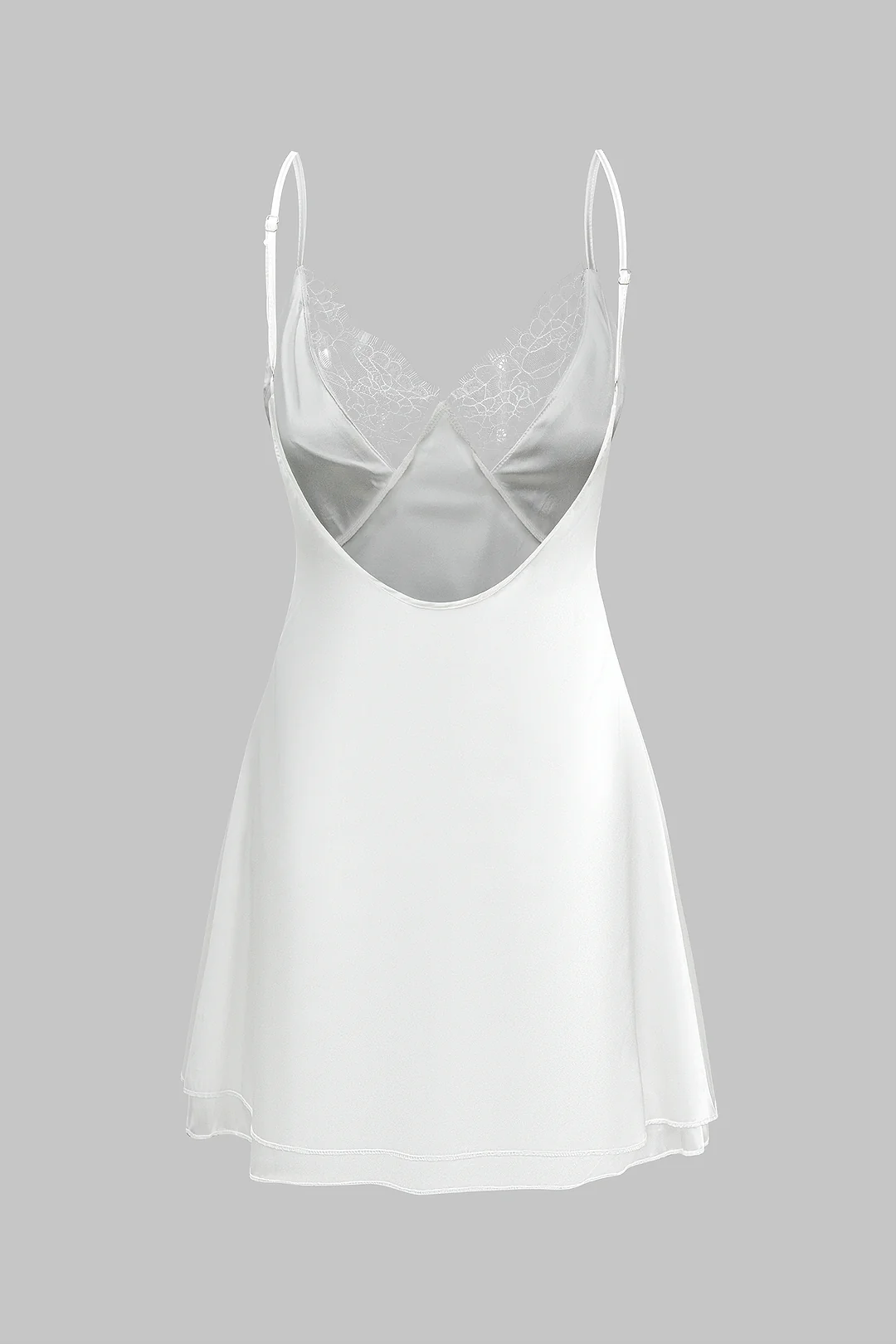 Solid Satin V-Neck Backless Sleeveless Mini Dress - Image 3