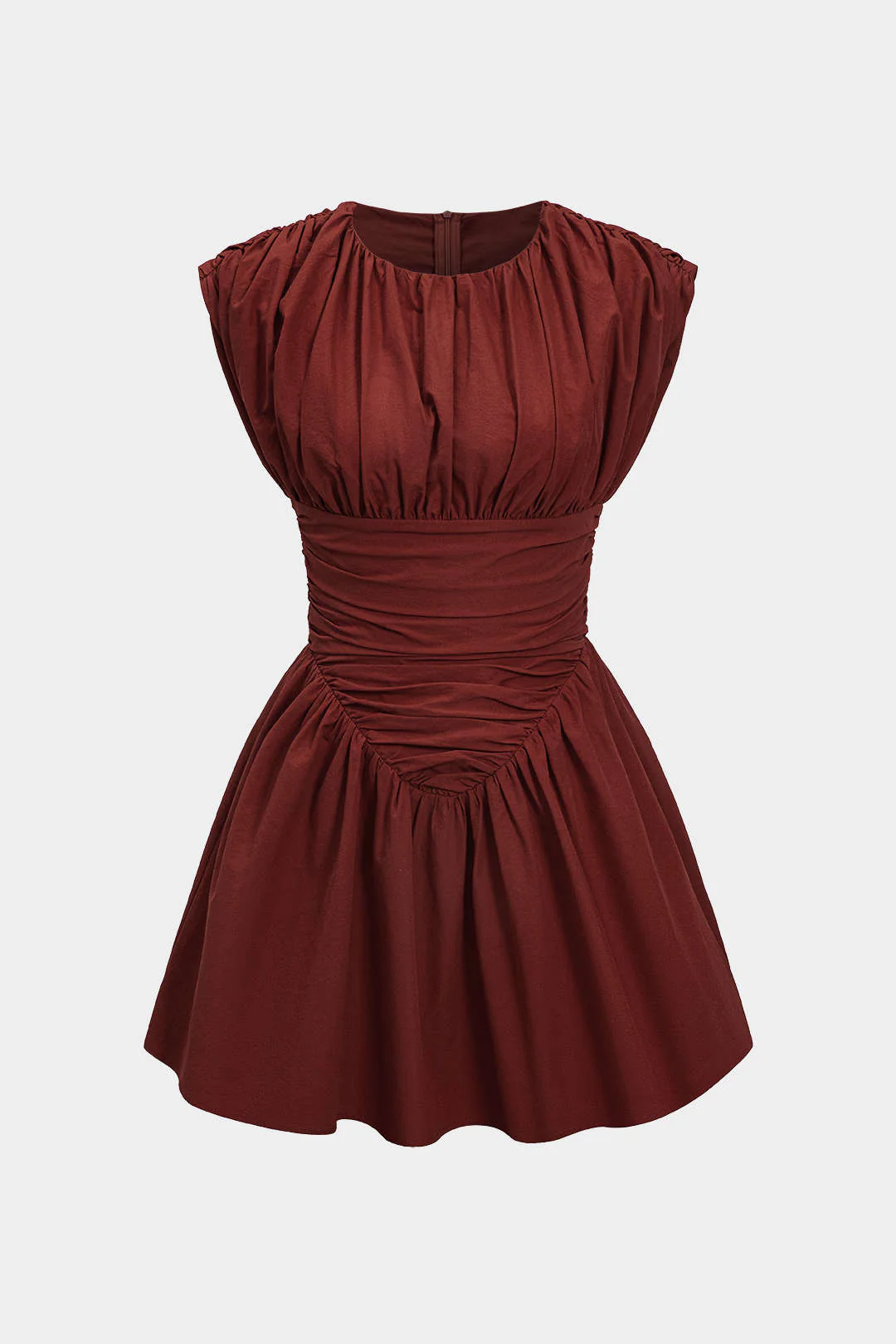 Solid Ruched Mini Dress - Image 13