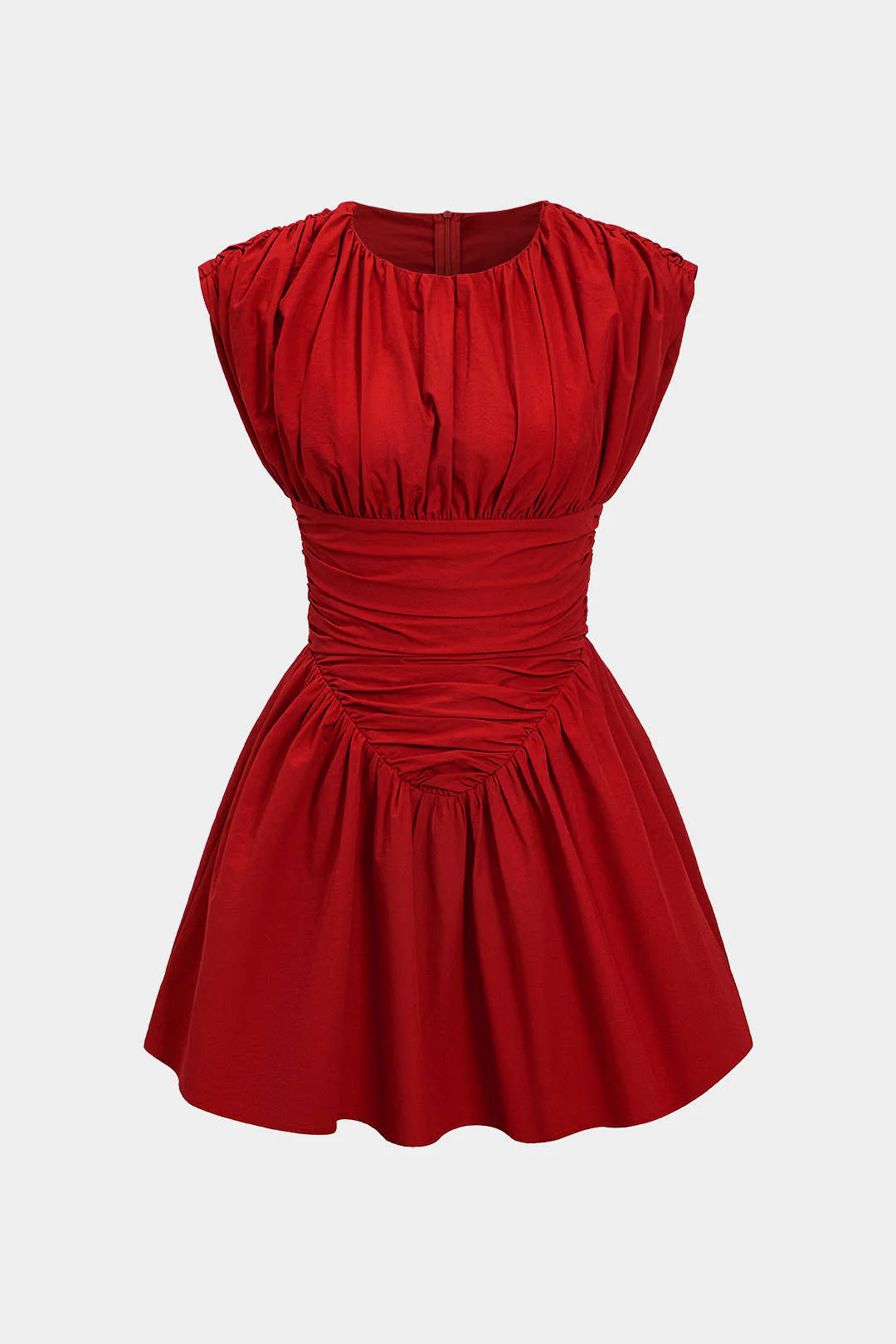 Solid Ruched Mini Dress - Image 4