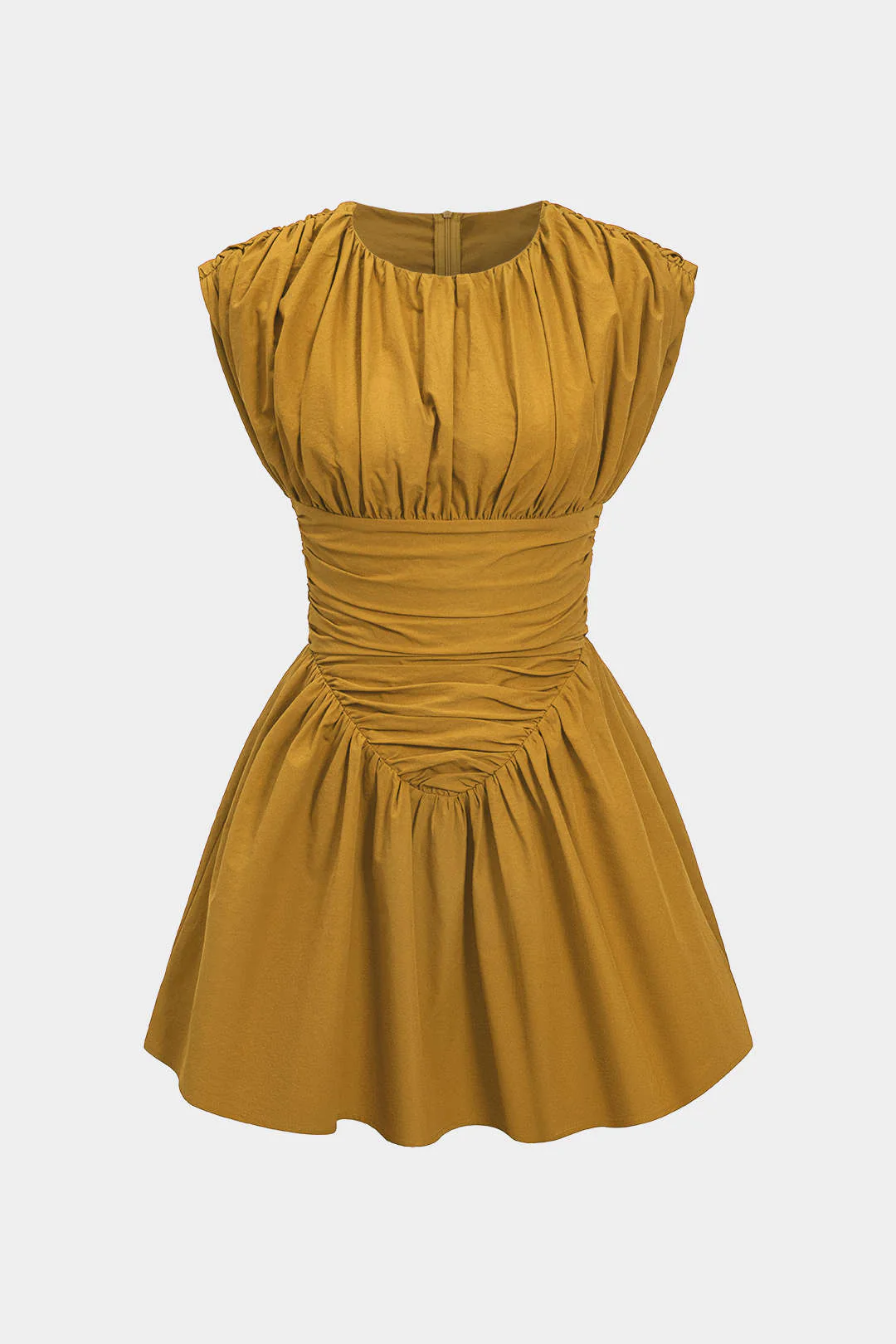Solid Ruched Mini Dress - Image 9