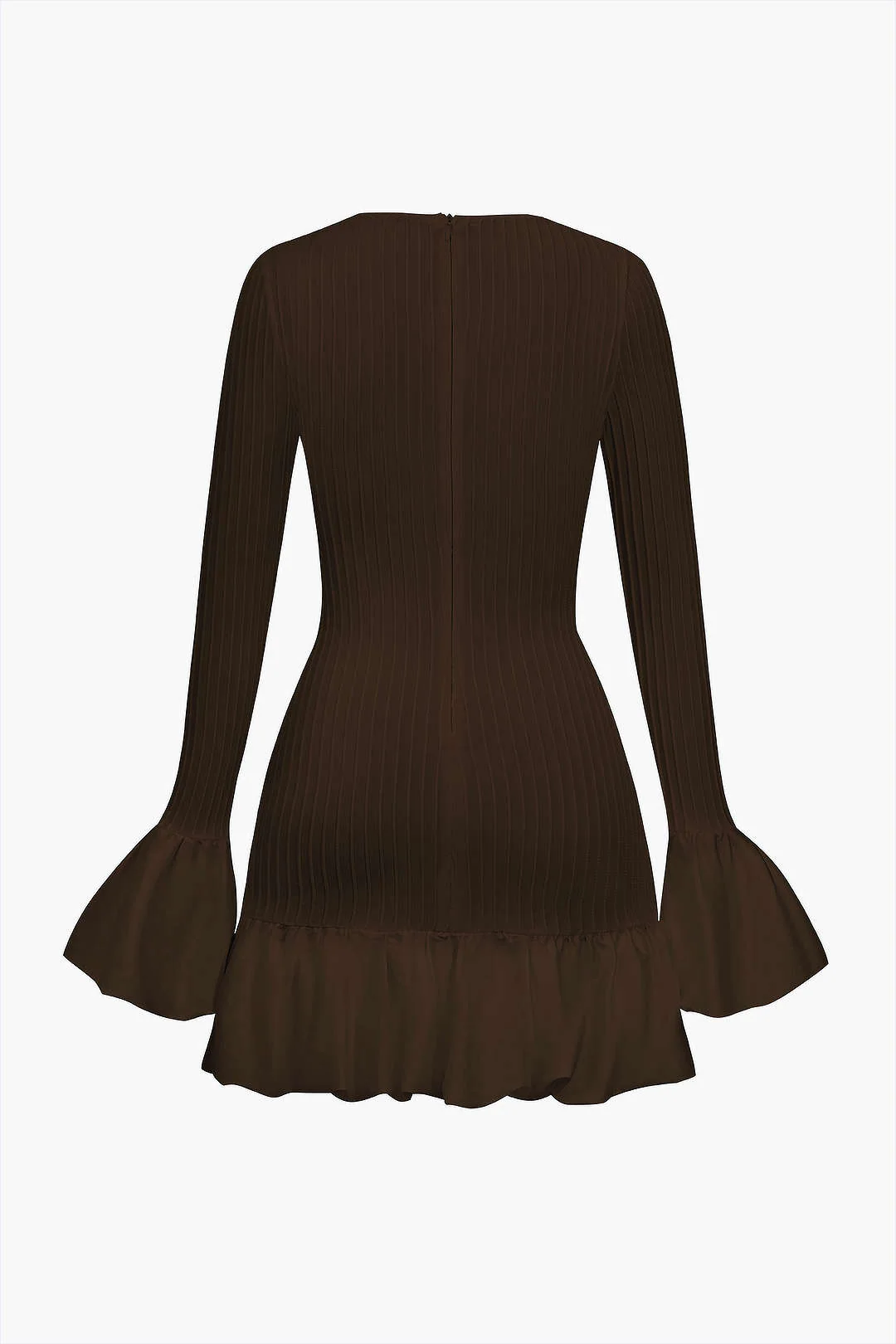 Solid Puff Bell Sleeve Mini Dress - Image 2