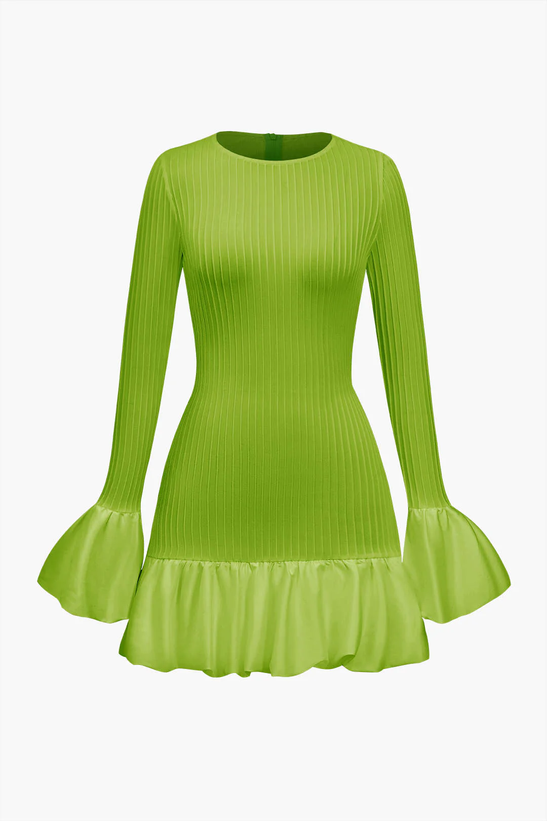 Solid Puff Bell Sleeve Mini Dress - Image 5