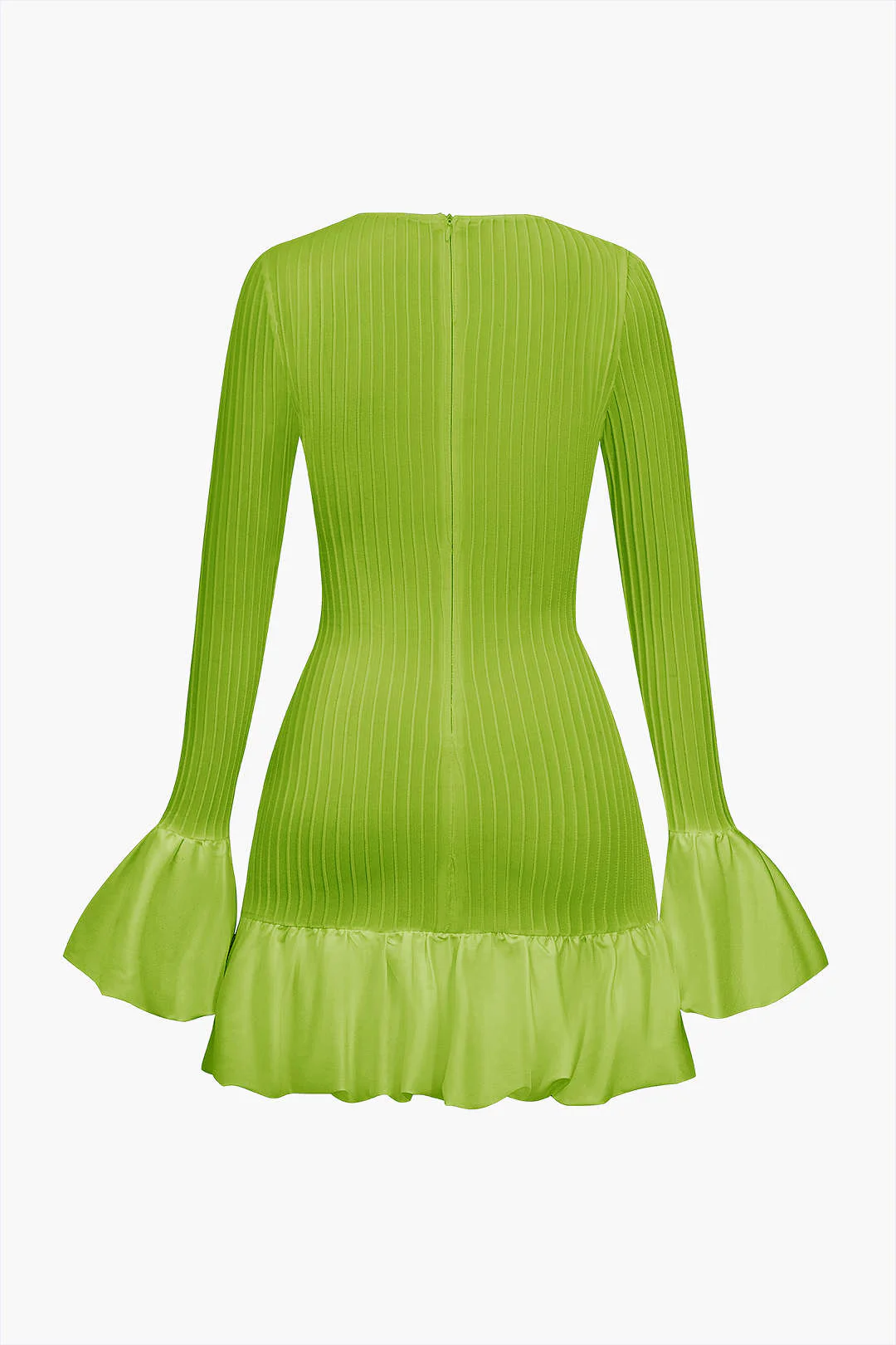 Solid Puff Bell Sleeve Mini Dress - Image 6