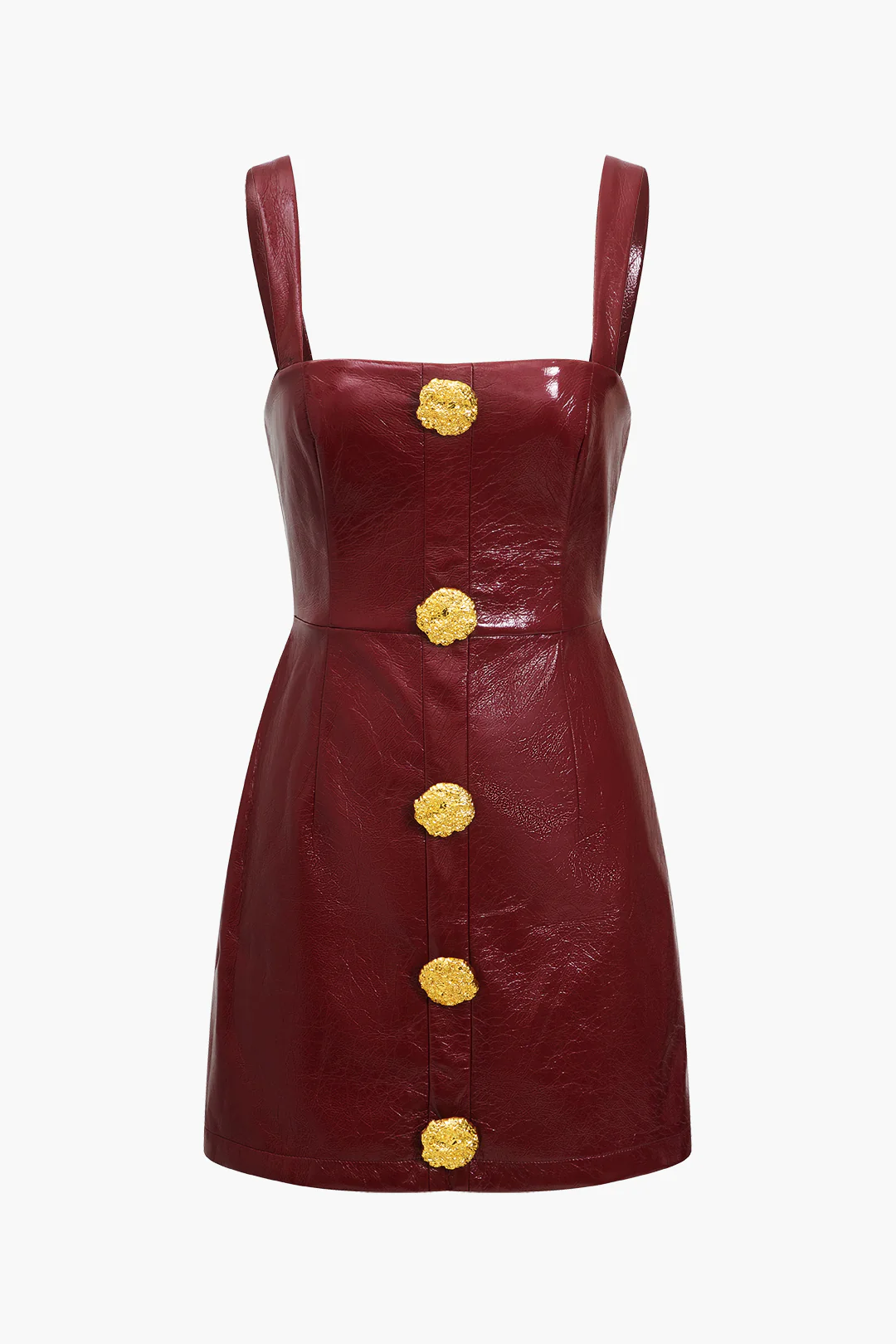 Solid Faux Leather Strap Mini Dress - Image 2