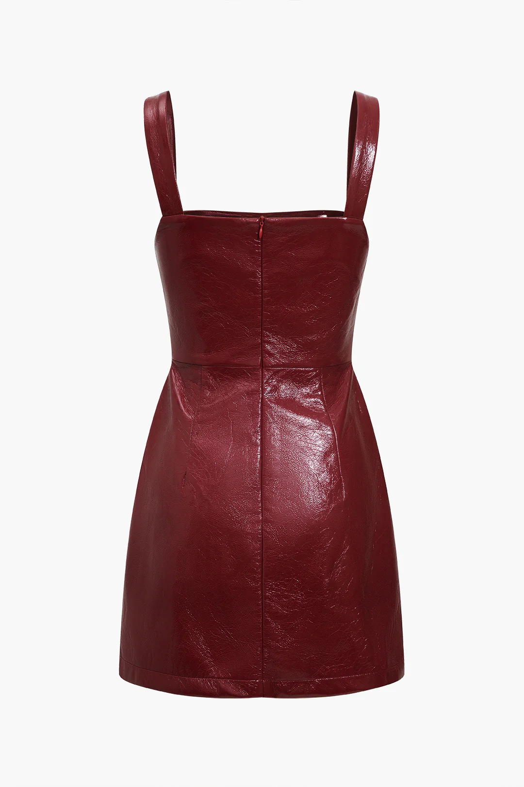 Solid Faux Leather Strap Mini Dress - Image 3