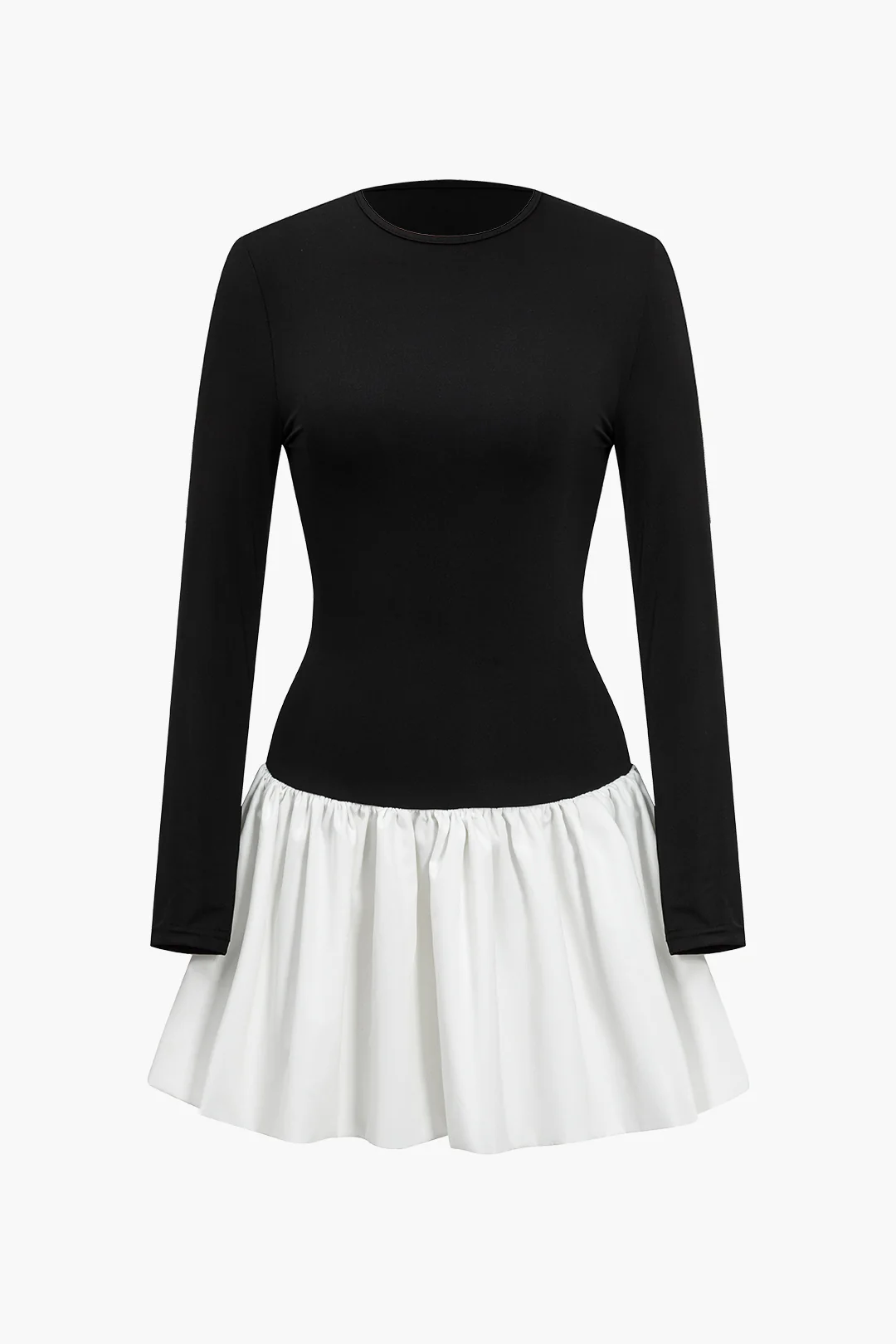 Patchwork Long-Sleeve Mini Dress - Image 2