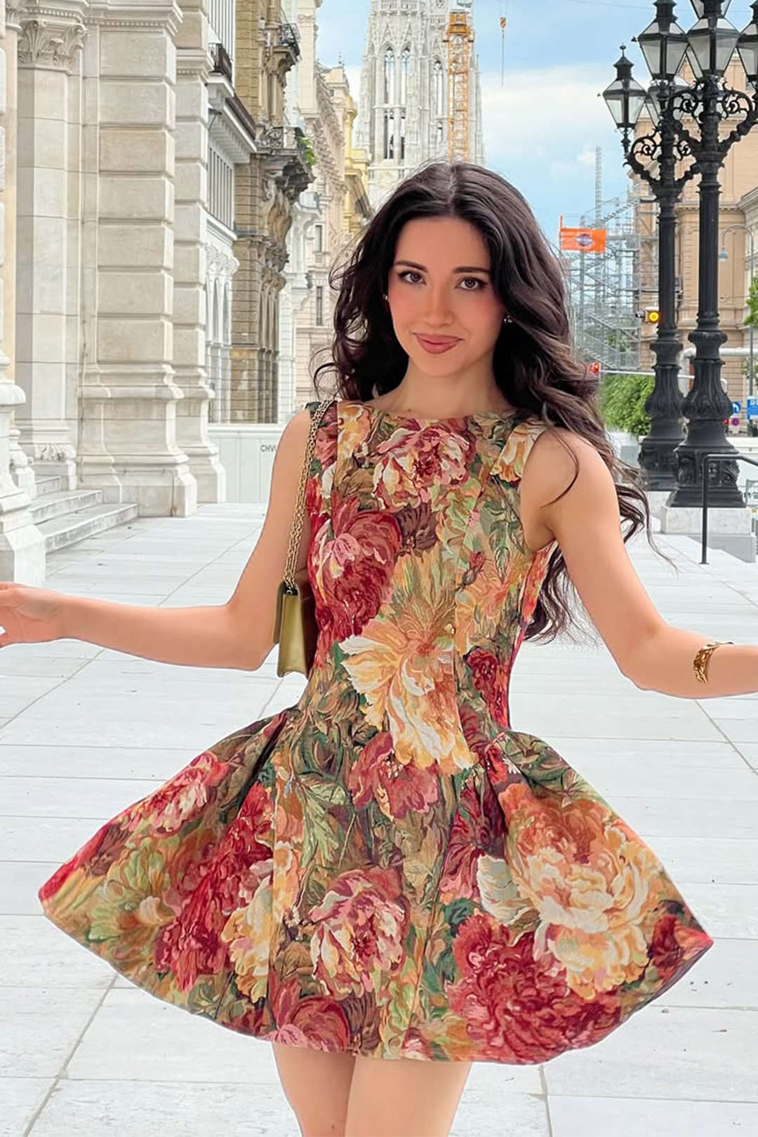 Jacquard Ruched Sleeveless Mini Dress - Image 5