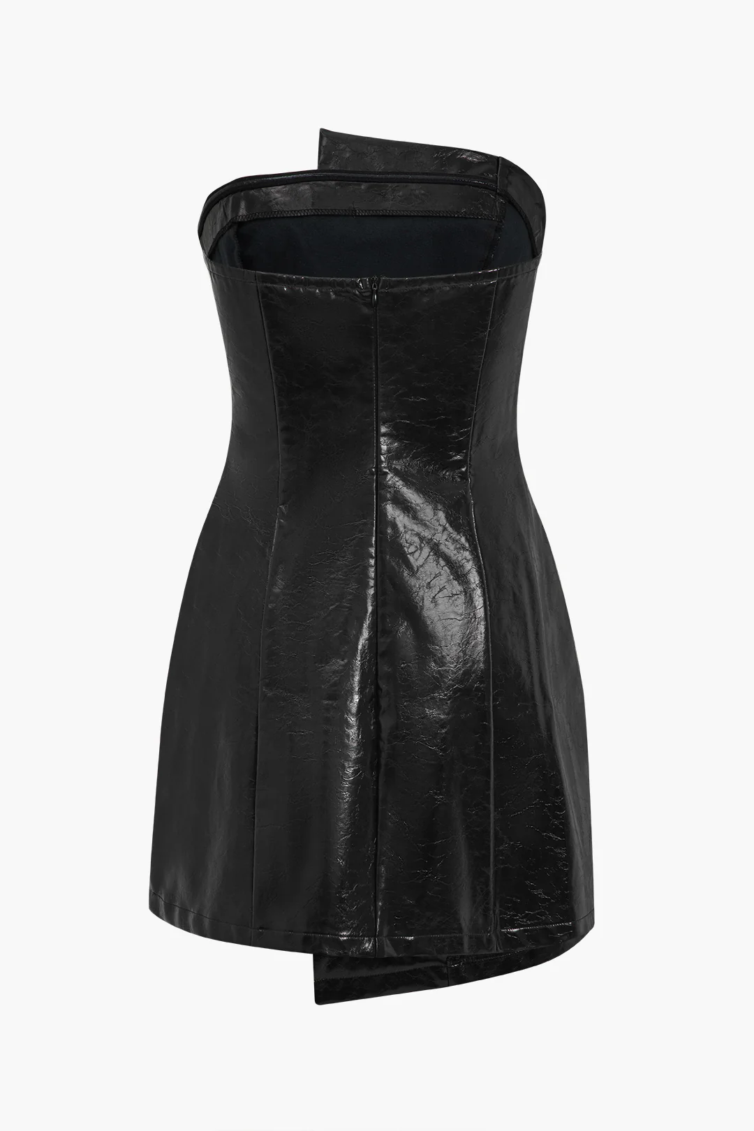 Faux Leather Strapless Mini Dress With Shell Embellishments - Image 5