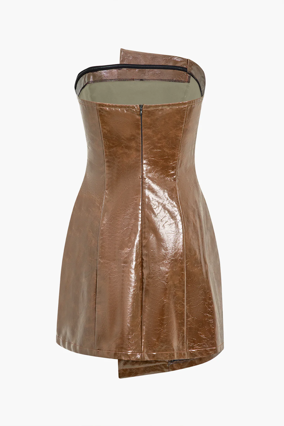 Faux Leather Strapless Mini Dress With Shell Embellishments - Image 8