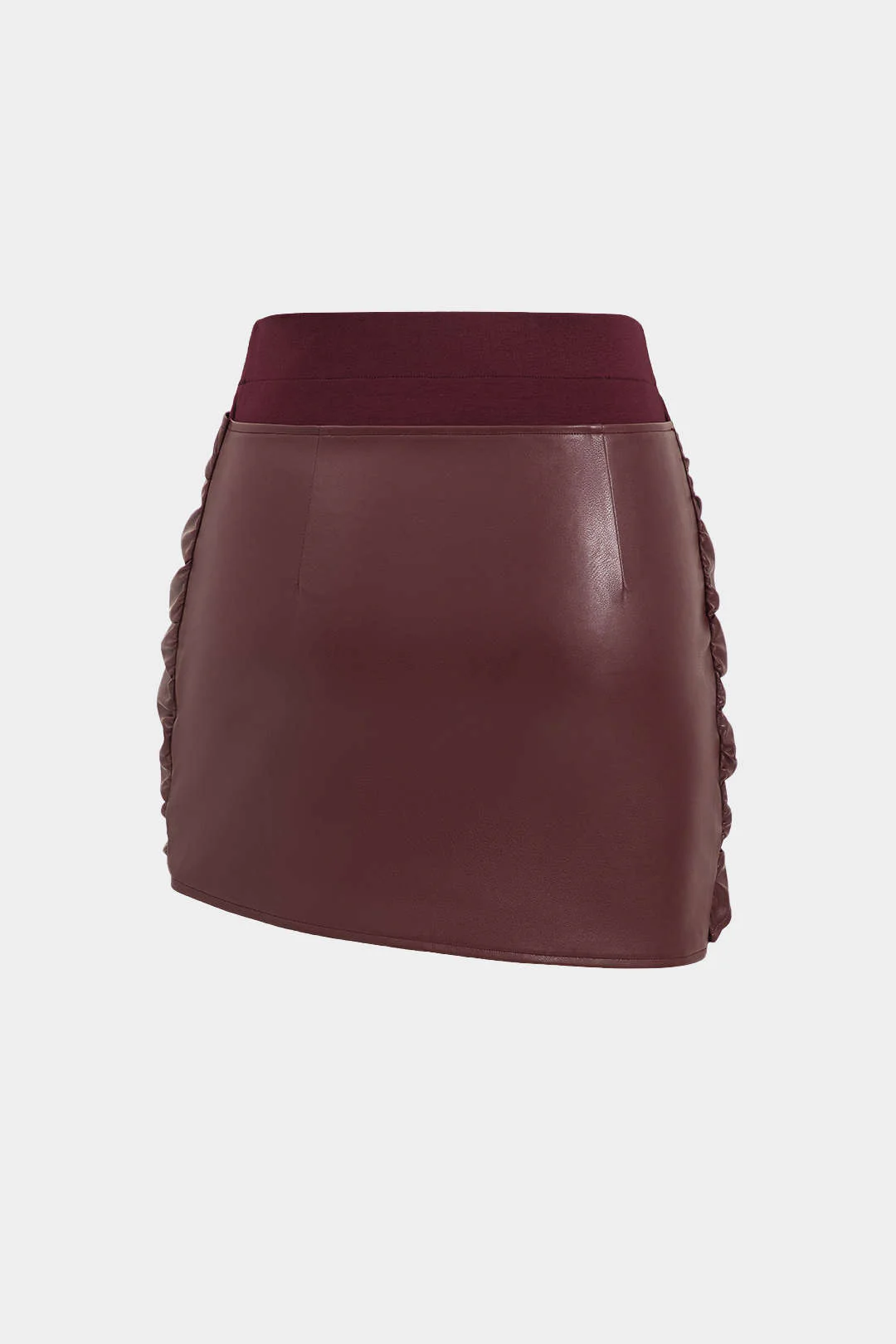 Patchwork Faux Leather Tie Front Mini Skirt - Image 6