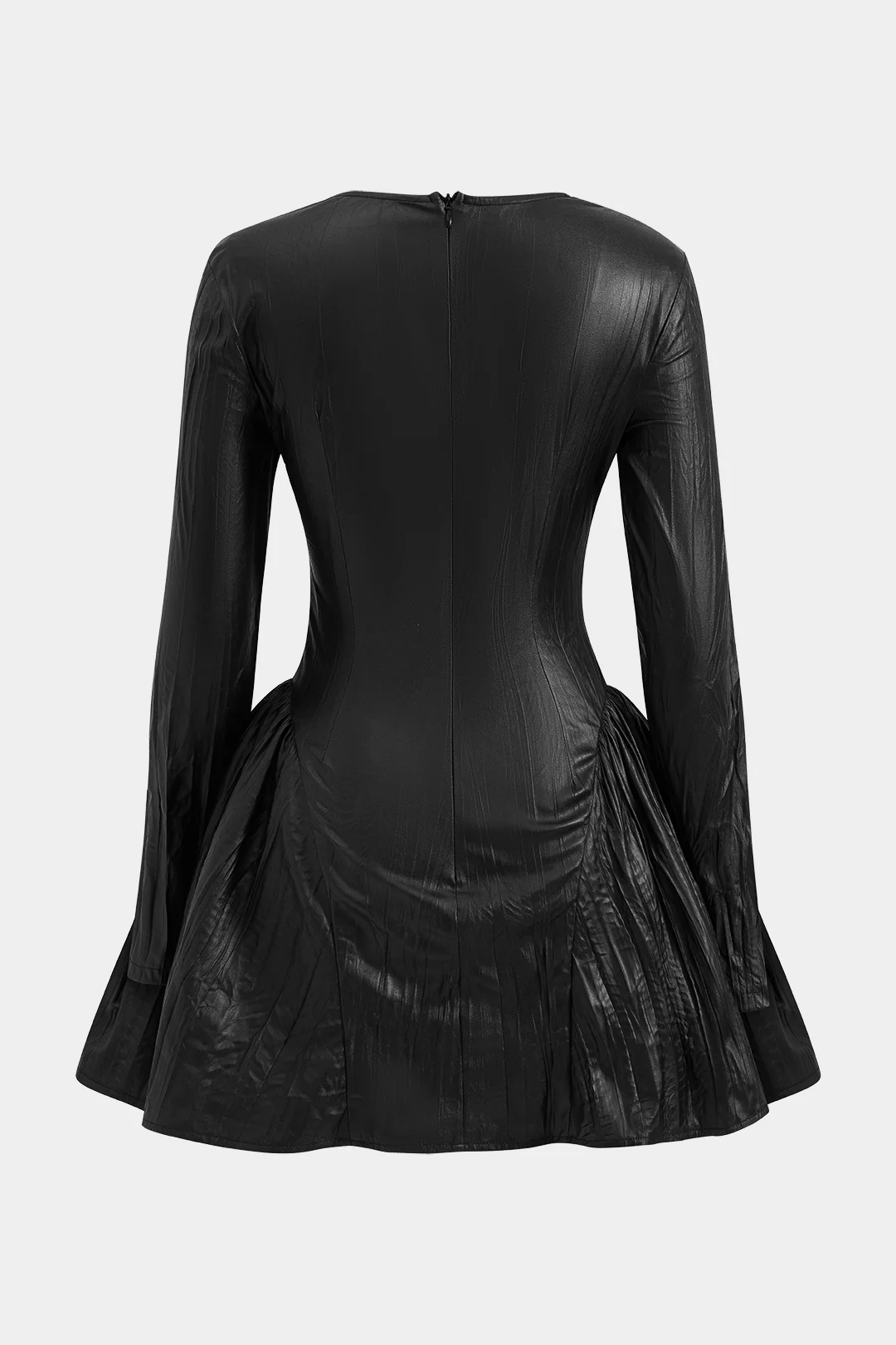 Ruched Asymmetrical Long Sleeve Mini Dress - Image 5