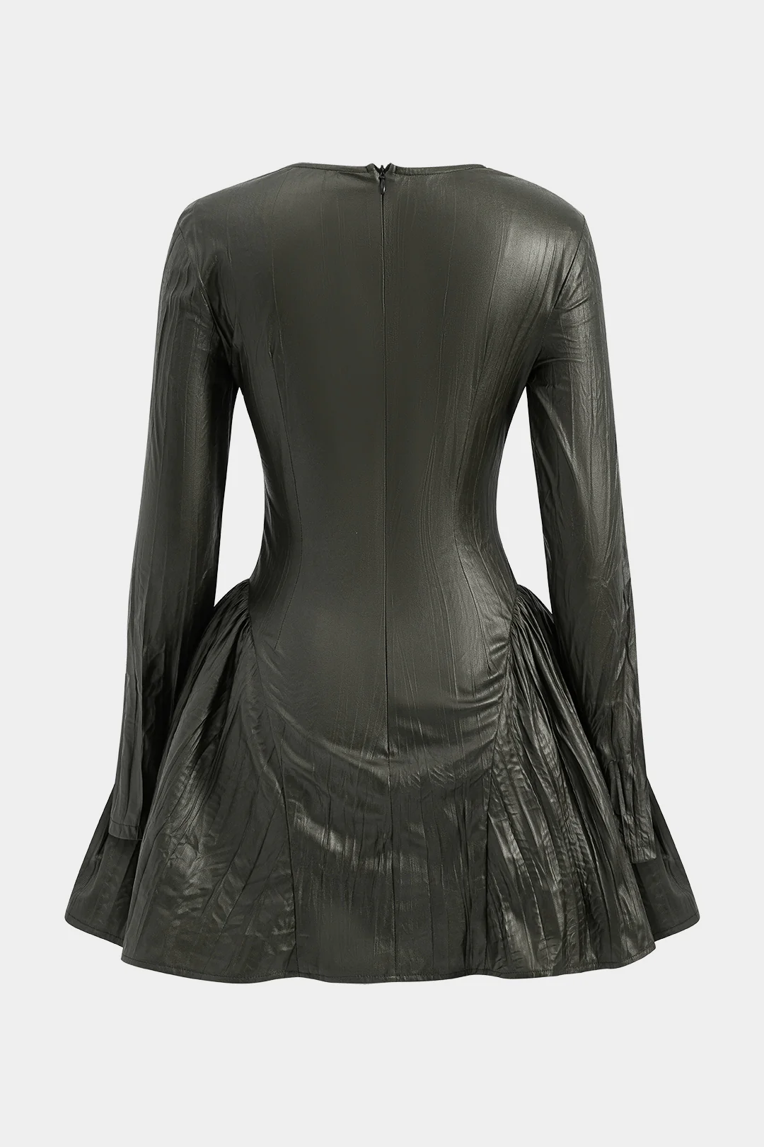 Ruched Asymmetrical Long Sleeve Mini Dress - Image 7