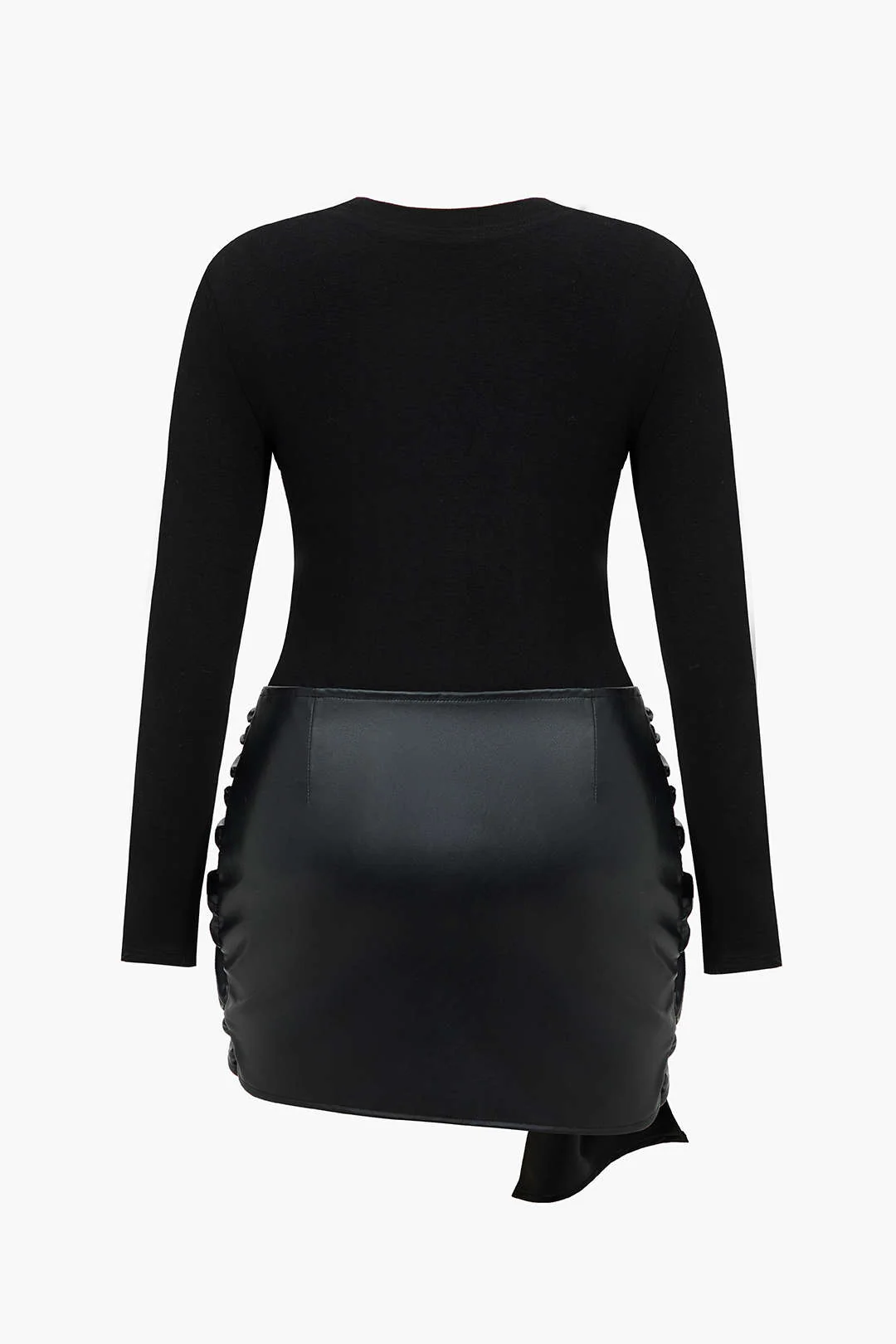 Plus Size Faux Leather Patchwork Mini Dress - Image 2