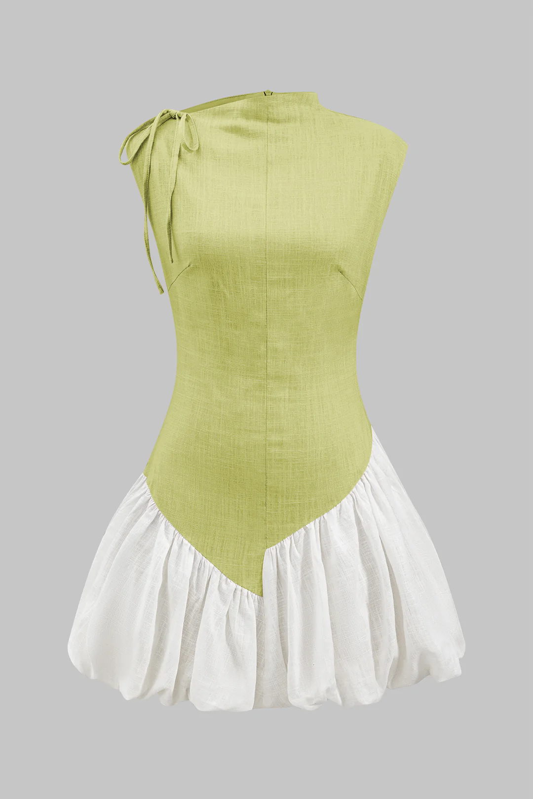 Linen Ruched Tie-Up Sleeveless Mini Dress - Image 11