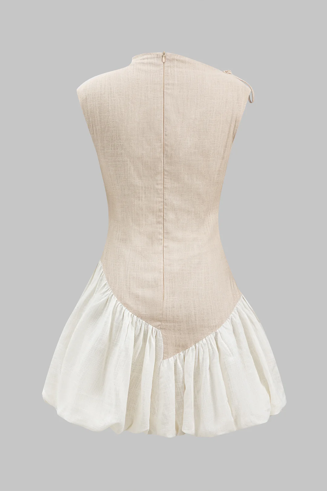 Linen Ruched Tie-Up Sleeveless Mini Dress - Image 2