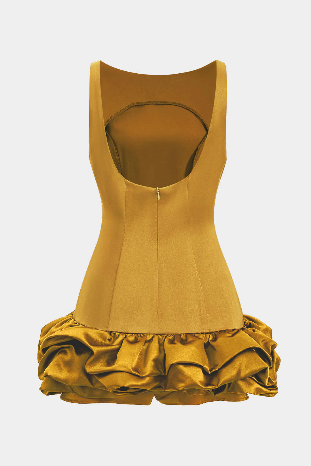 Satin Ruffle Hem Sleeveless Mini Dress - Image 6