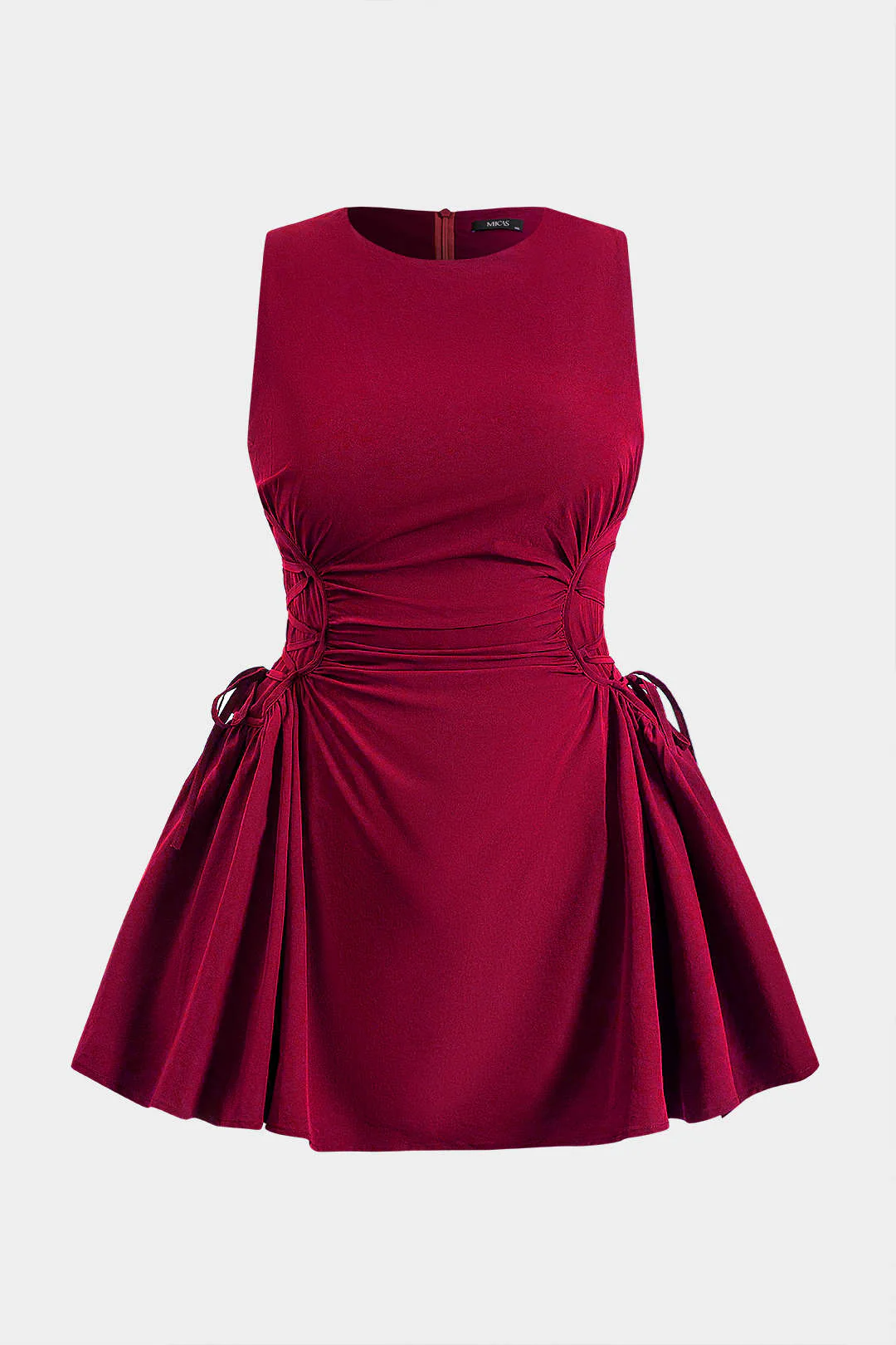 Plus Size Knotted Zipper Sleeveless Mini Dress - Image 10